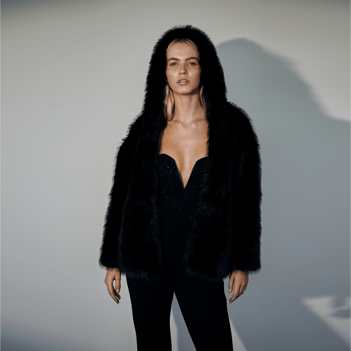 Black faux sales fur jacket australia