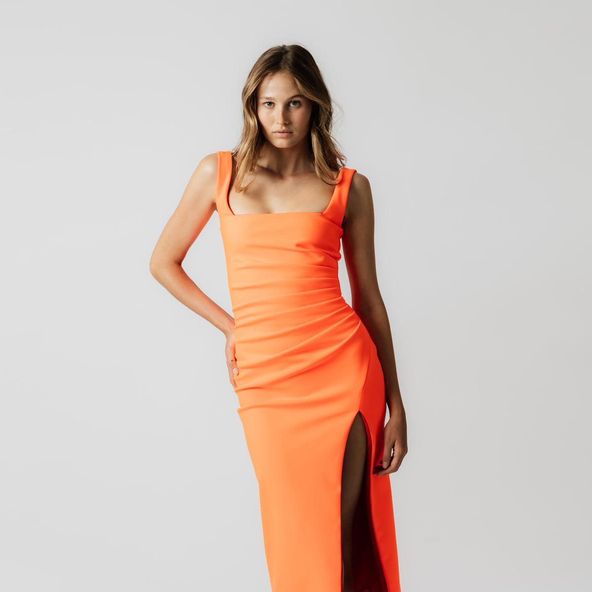 Jax Square Neck Midi Dress With Split Meraki Official Australia