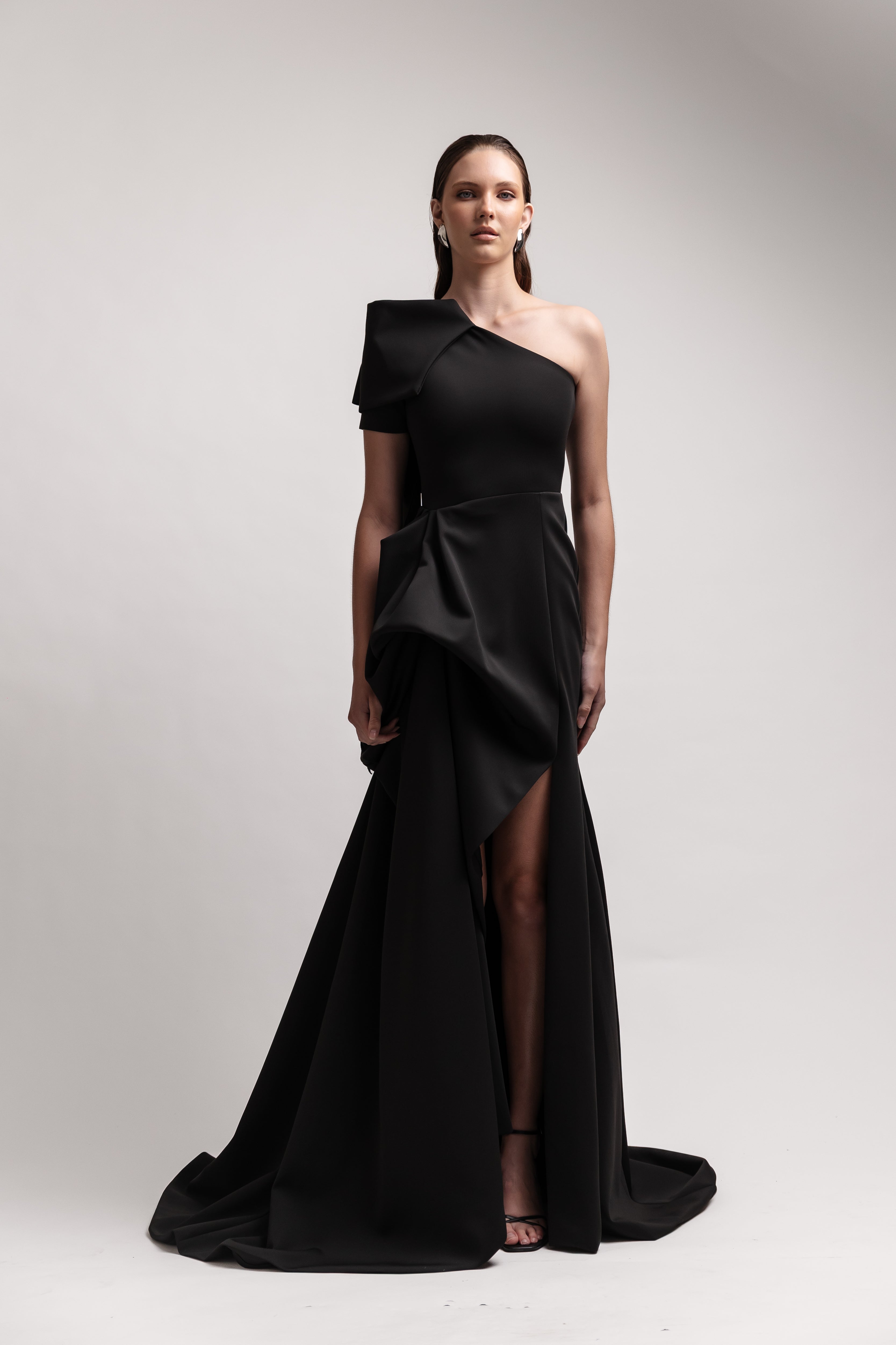 BLACK SCULPTURED GOWN