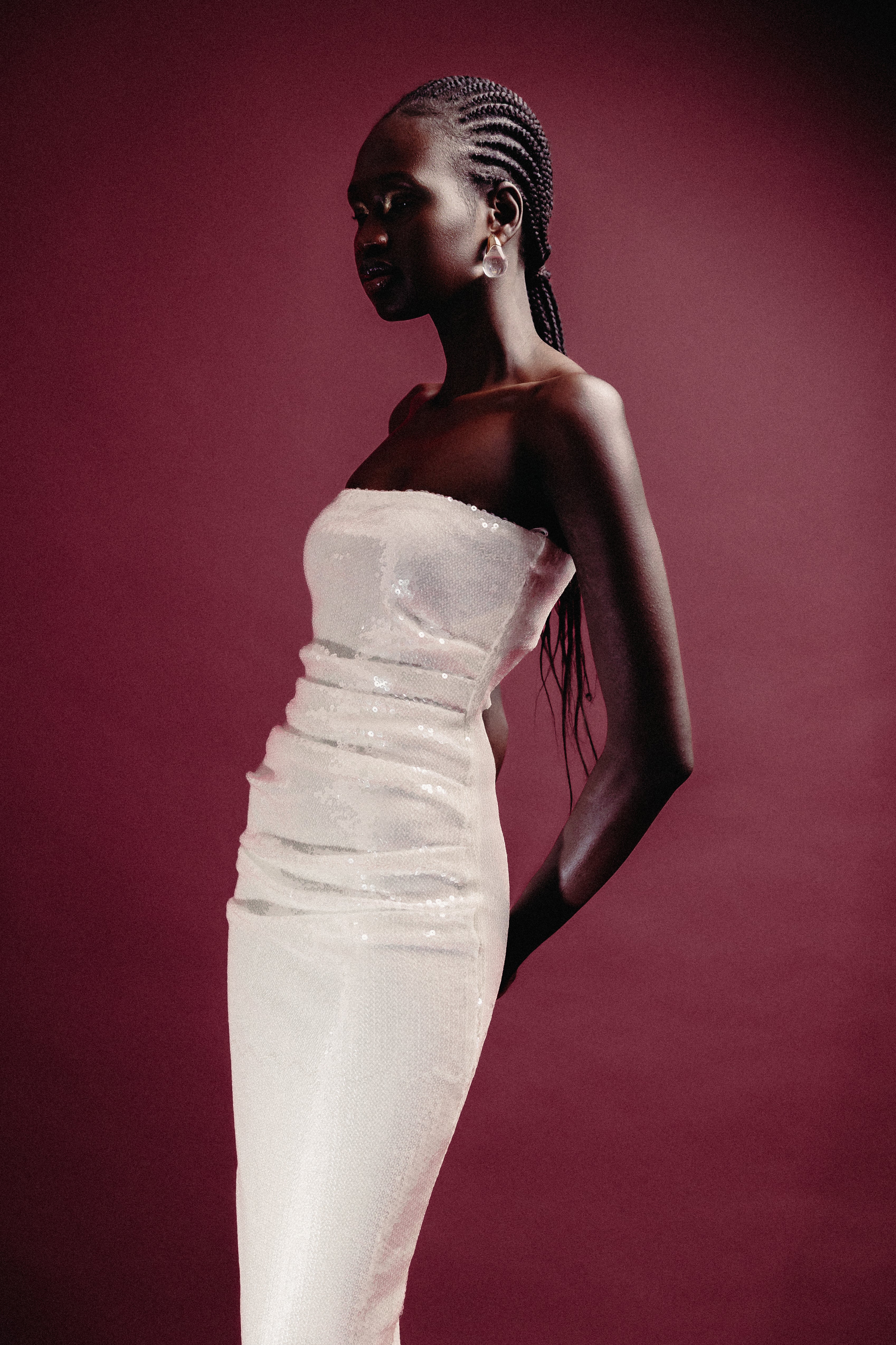 SEQUIN STRAPLESS DRESS