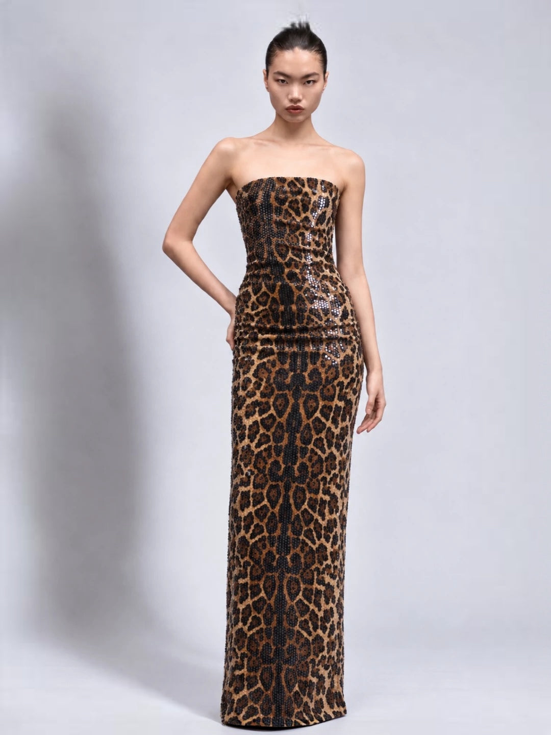 WILDE LEOPARD STRAPLESS DRESS