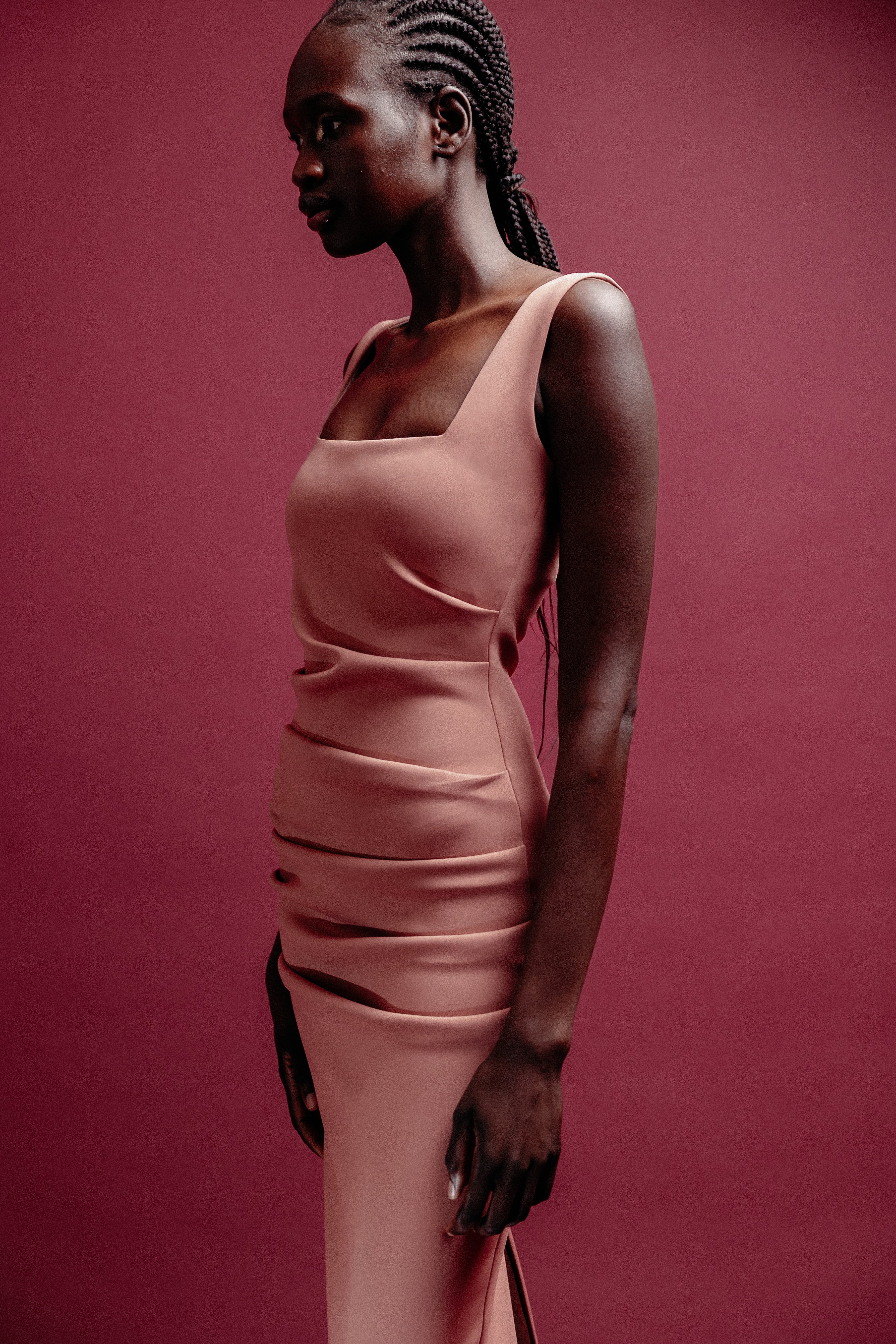 MOCHA SQAURE NECK MAXI DRESS