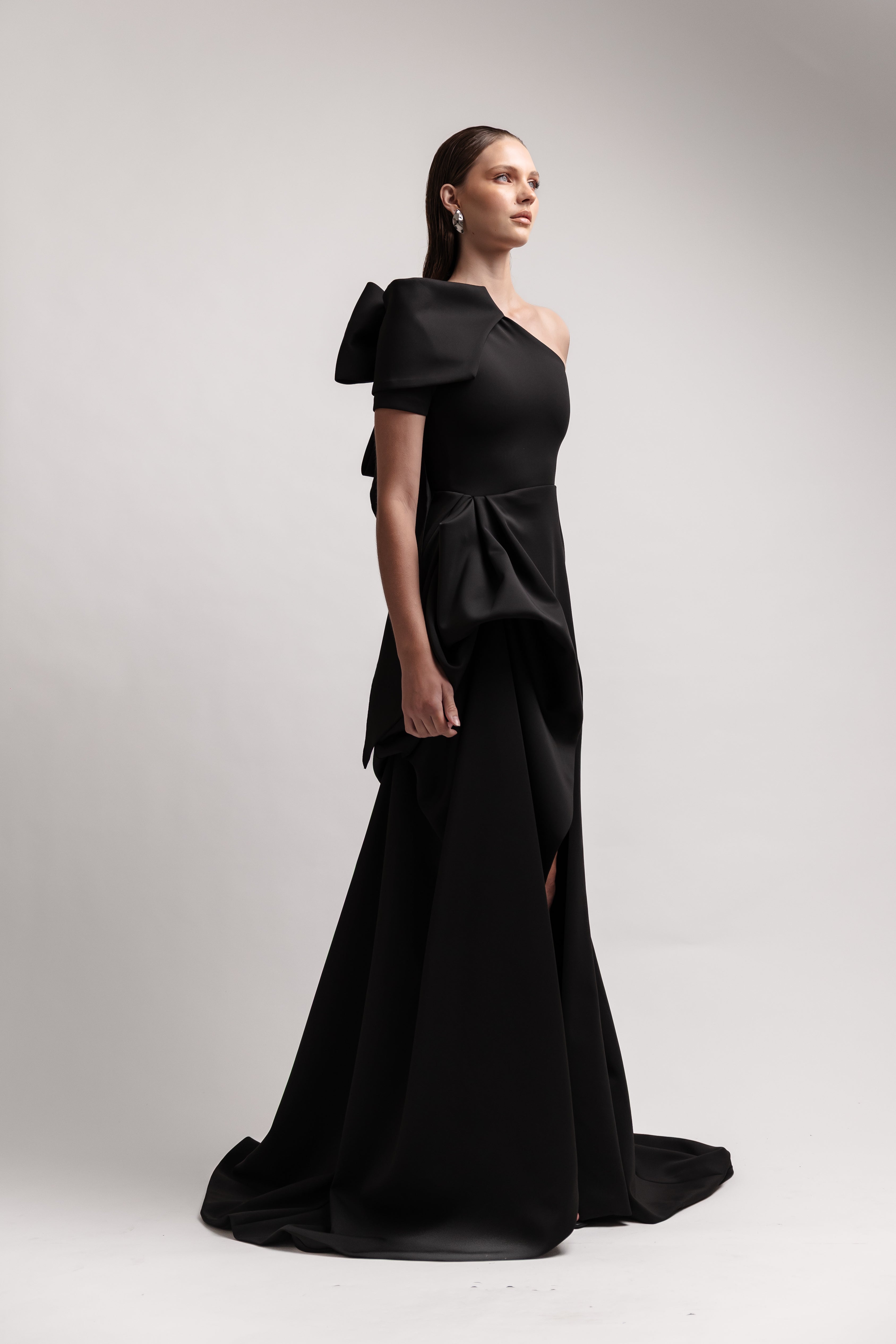 BLACK SCULPTURED GOWN