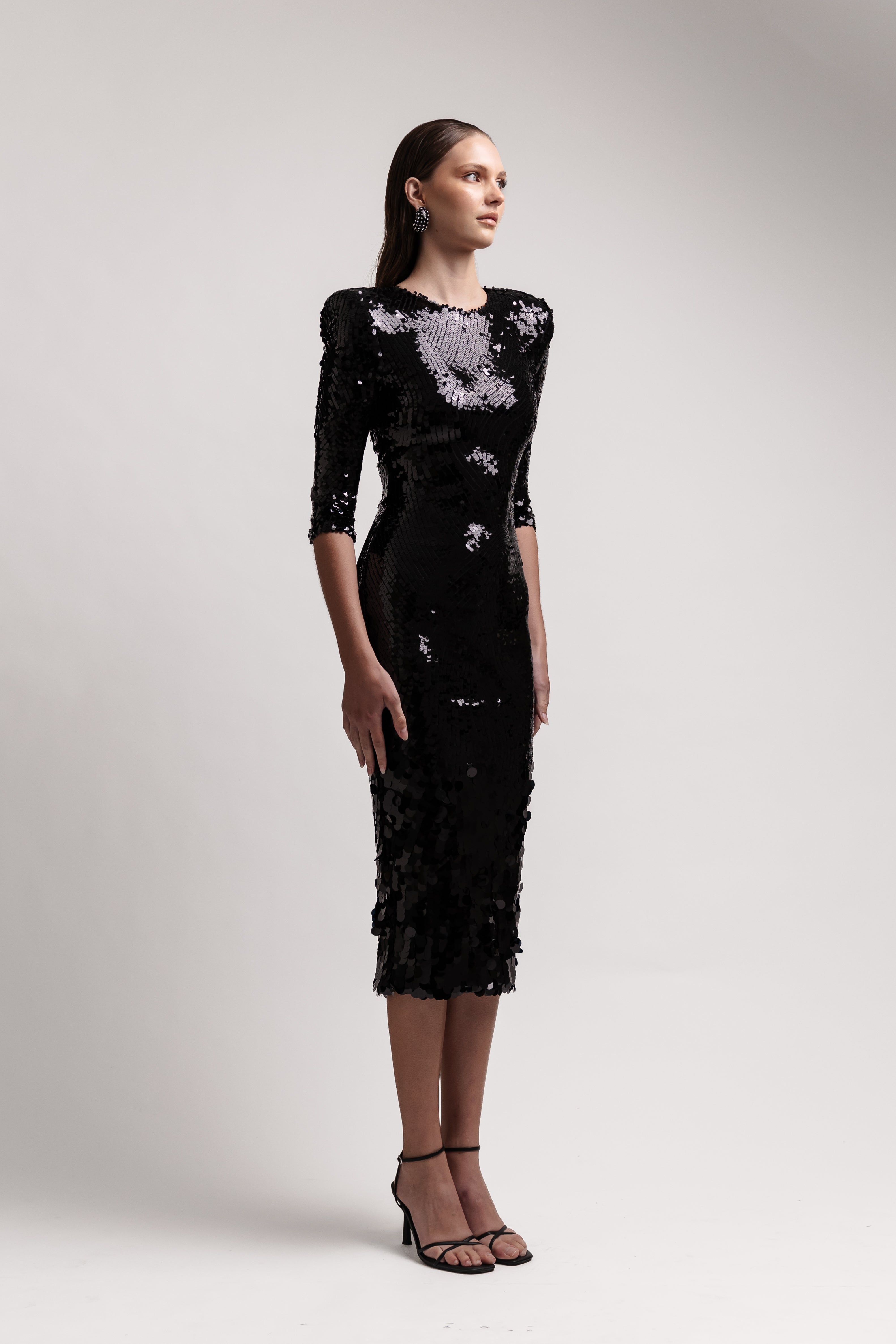 GOLD SEQUIN MIDI DRESS