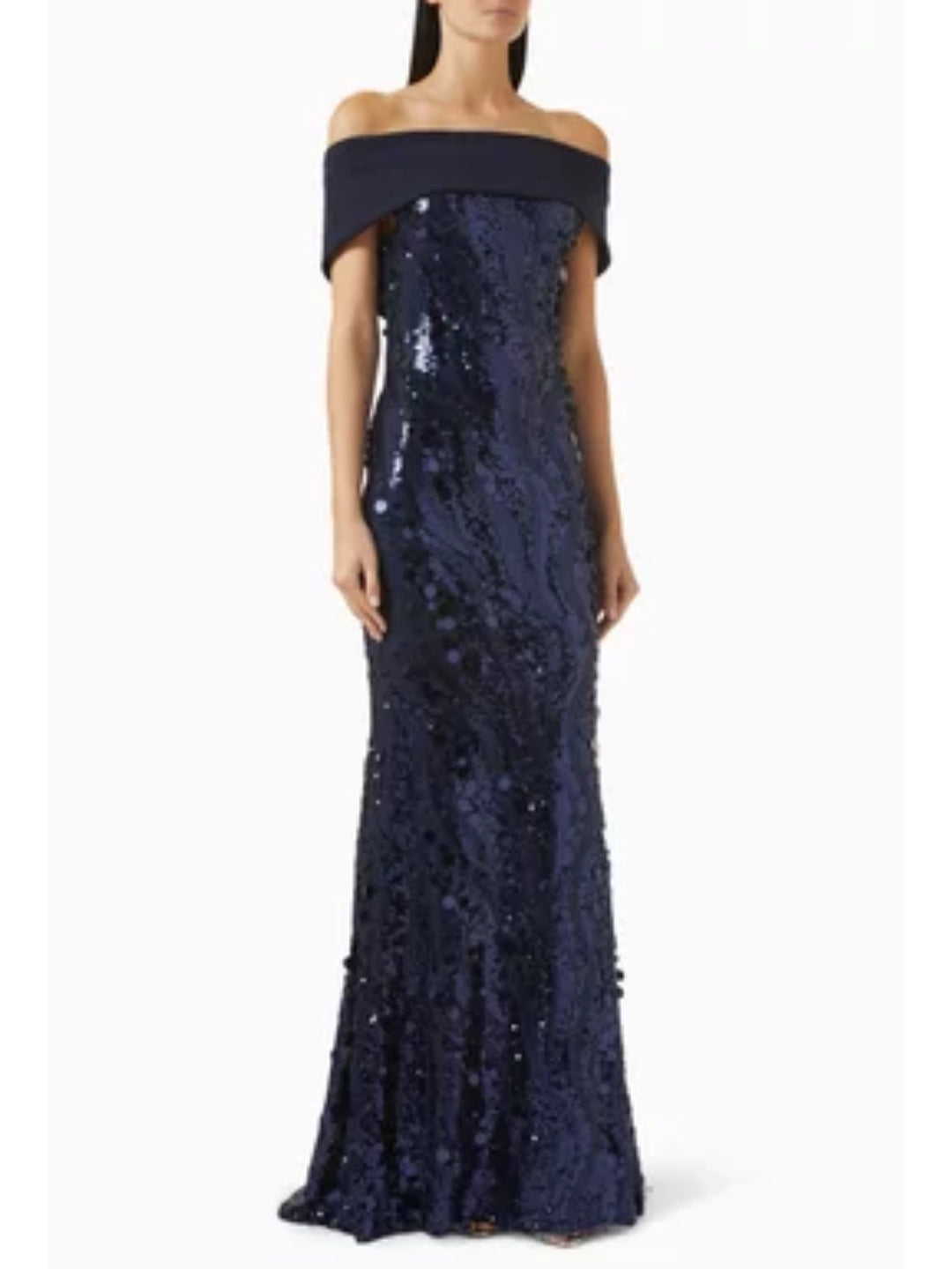 MIDNIGHT OFF SHOULDER  GOWN