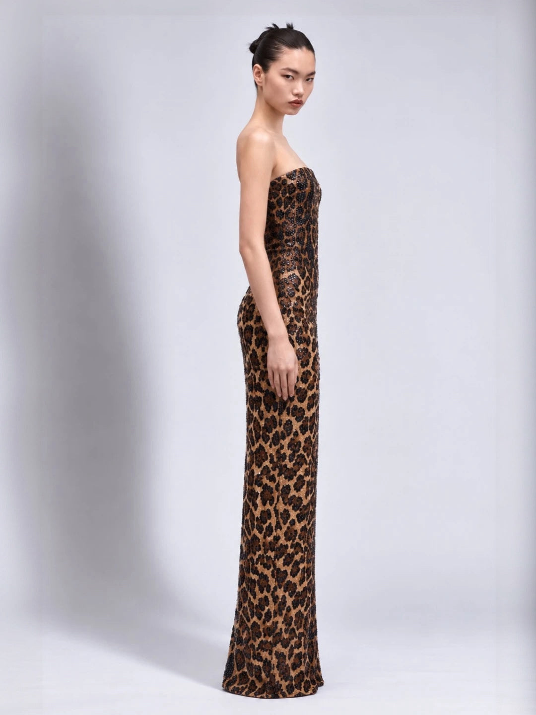 WILDE LEOPARD STRAPLESS DRESS