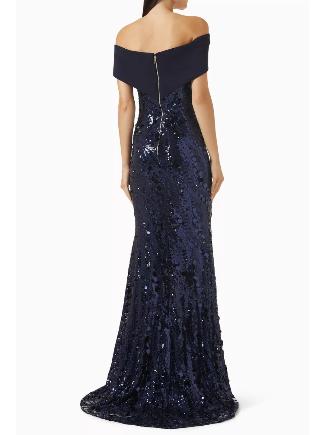 MIDNIGHT OFF SHOULDER  GOWN