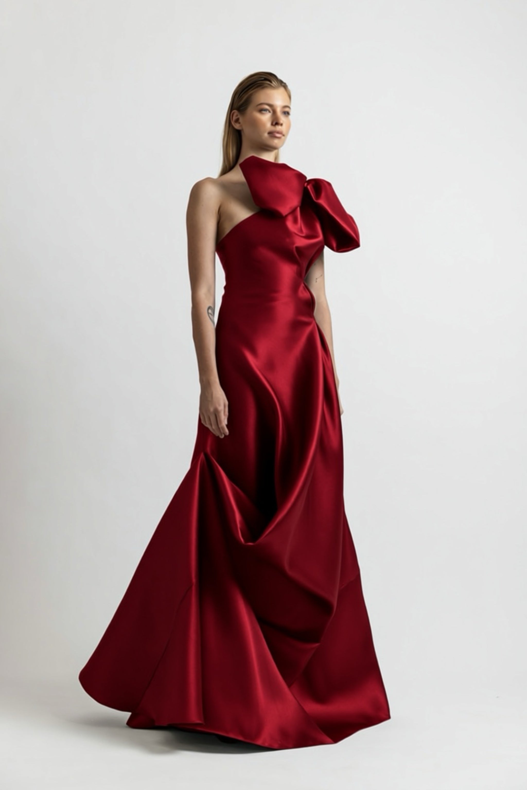 ONE SHOULDER DRAPED  BALL GOWN