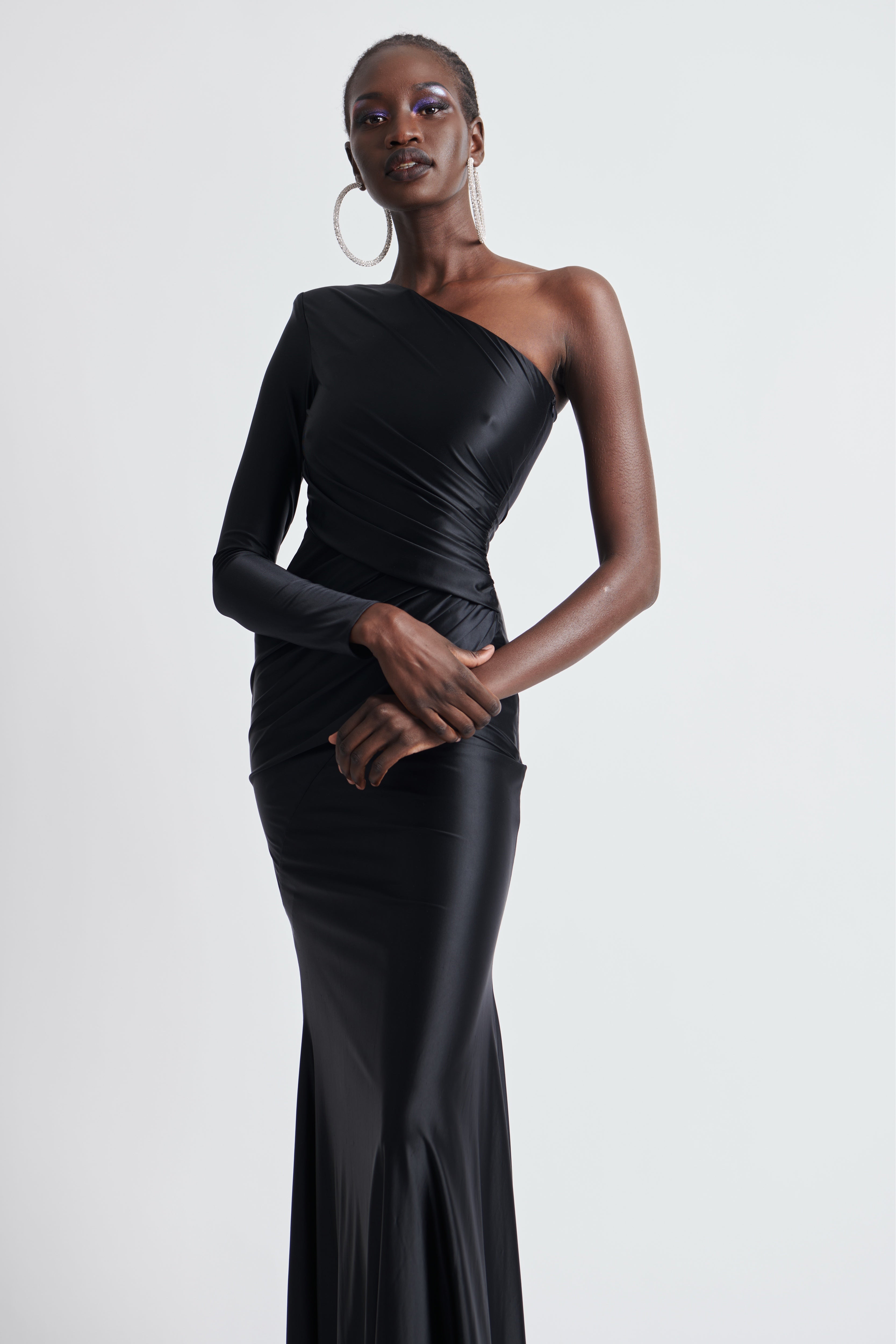 ONE SHOULDER RUCHE GOWN