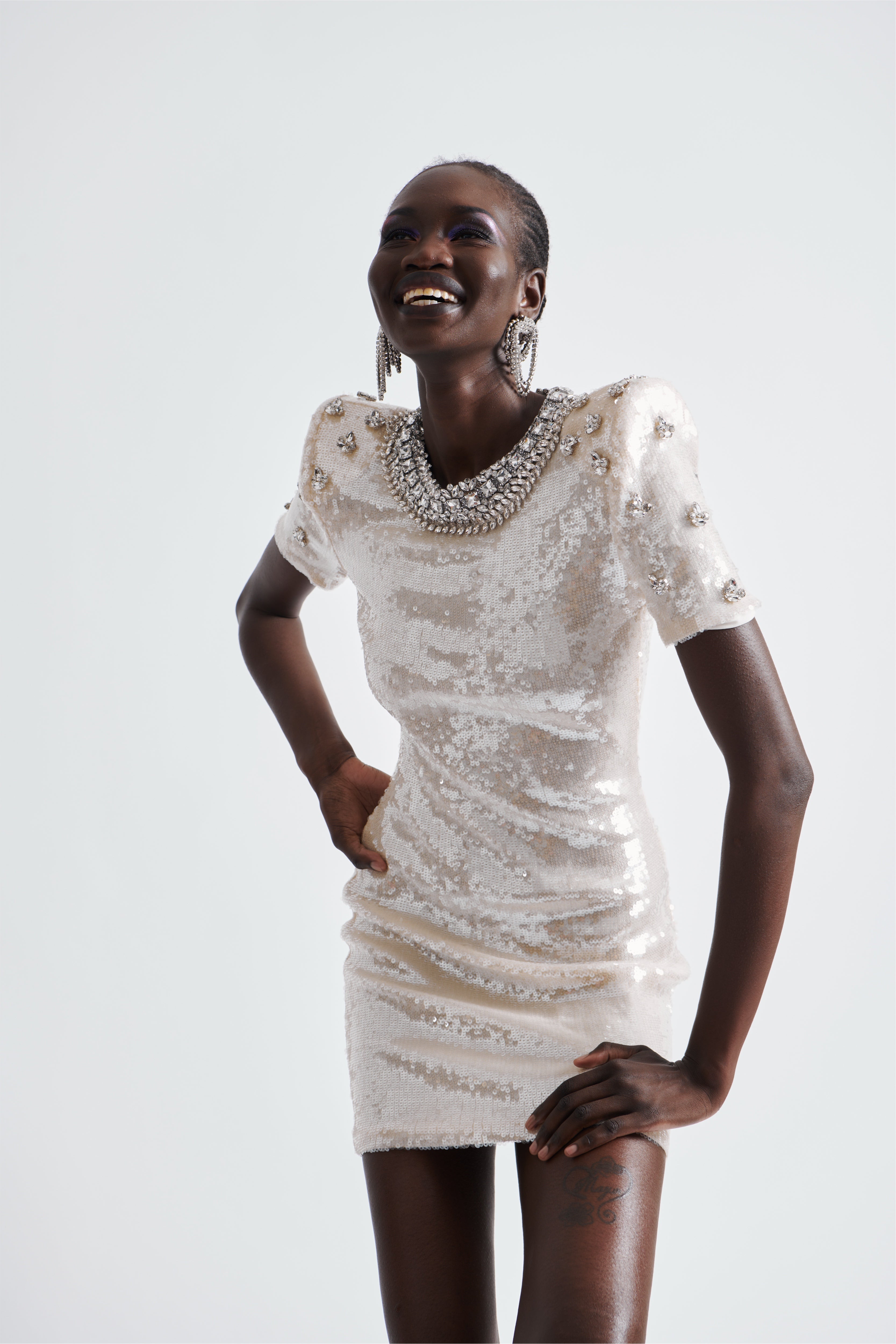 DIAMOND SEQUIN MINI DRESS