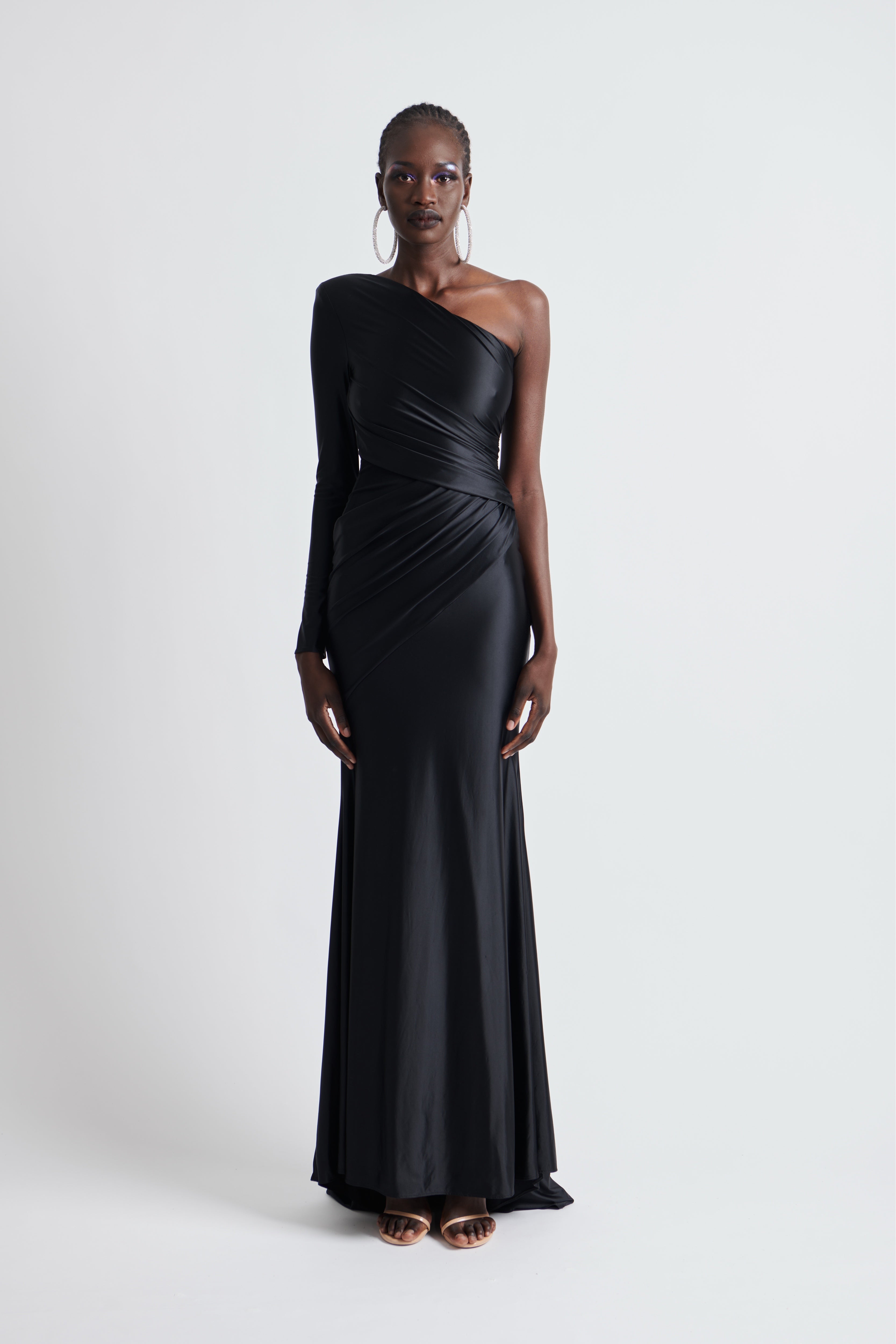 ONE SHOULDER RUCHE GOWN