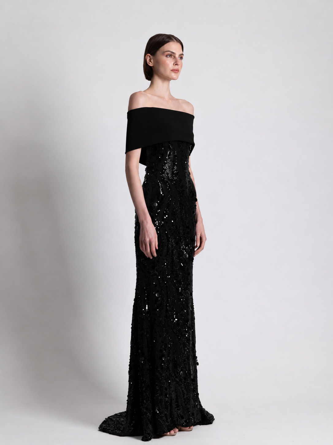 NOIR OFF SHOULDER  GOWN