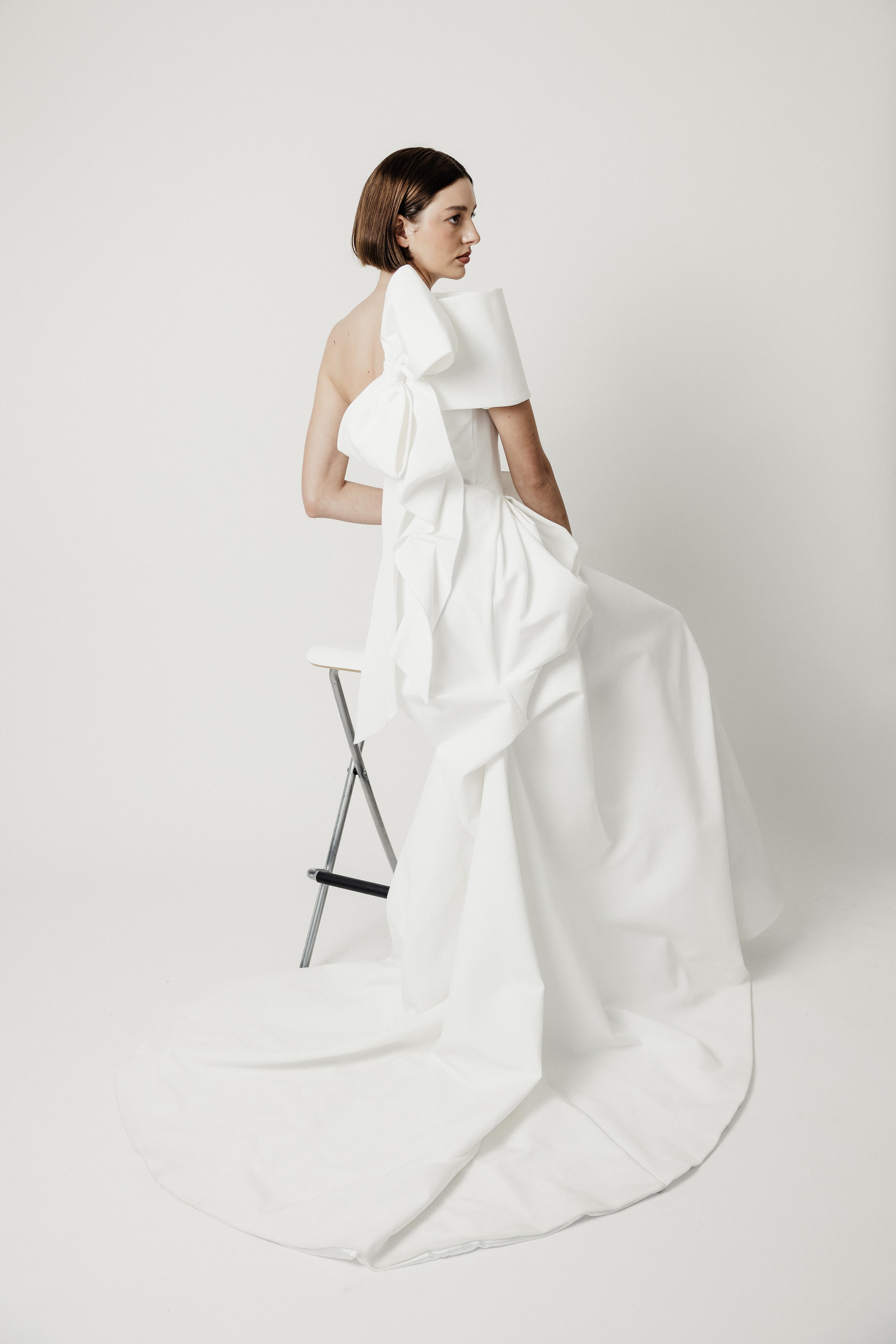 WHITE SCULPTURED GOWN