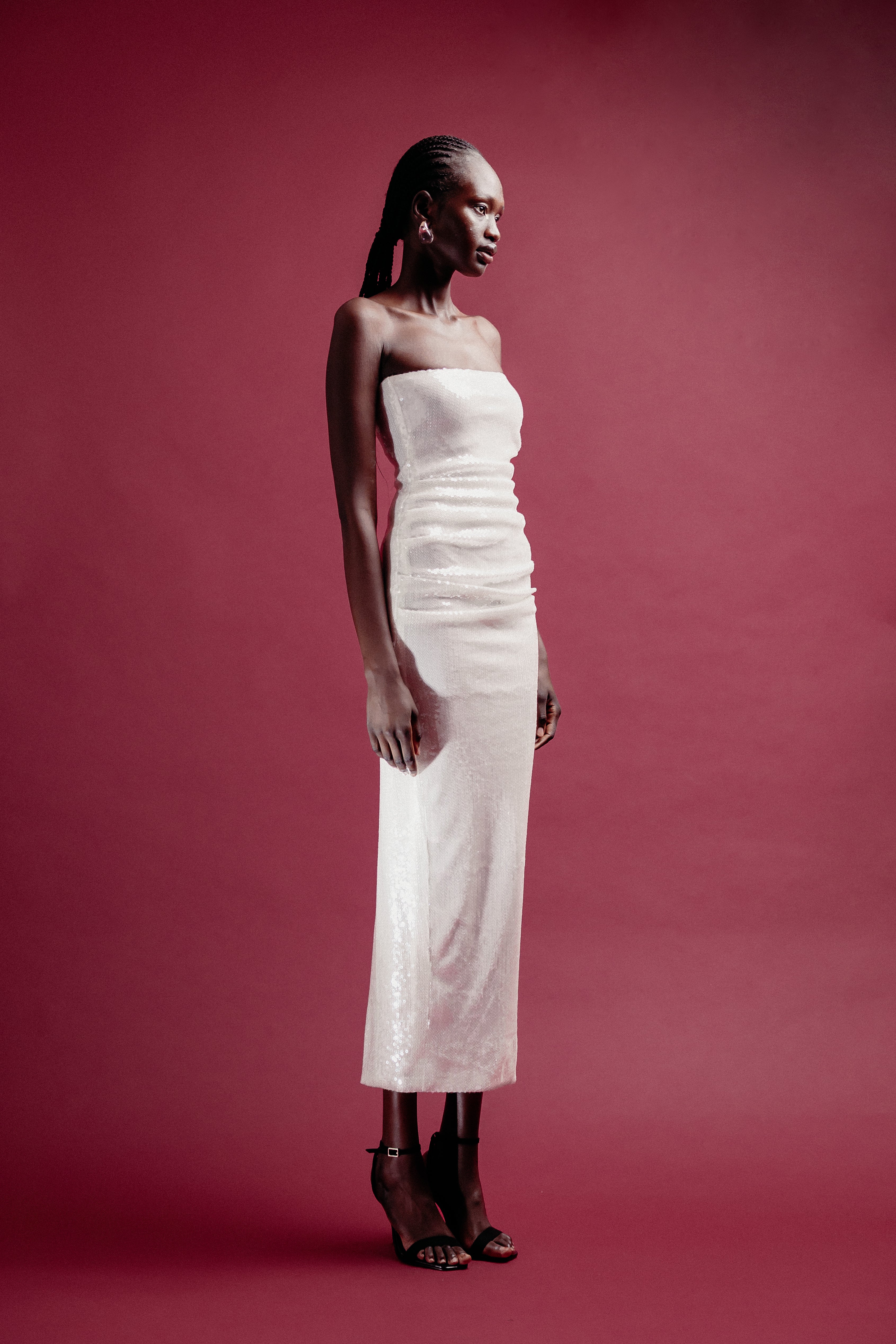 SEQUIN STRAPLESS DRESS