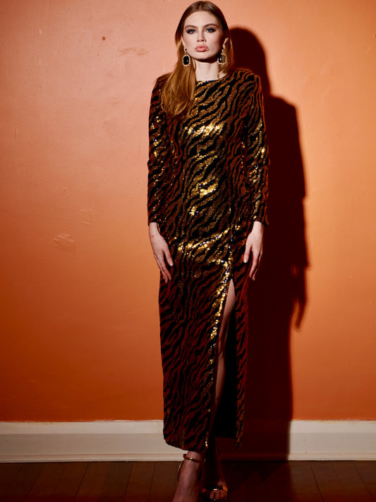 Tiger Sequin Dress I Meraki Official