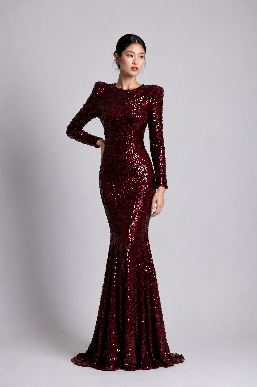 BORDEAUX  SEQUIN GOWN