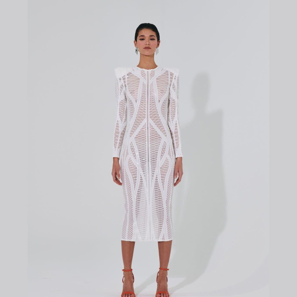 Bahiti Sequin Geometric Midi Dress
