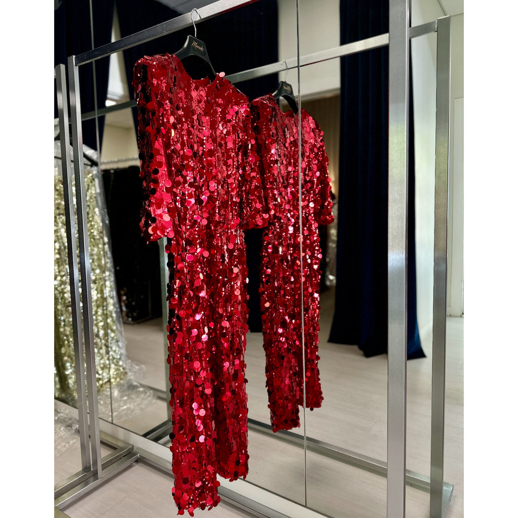 Mirrored Sequin Midi  Dress