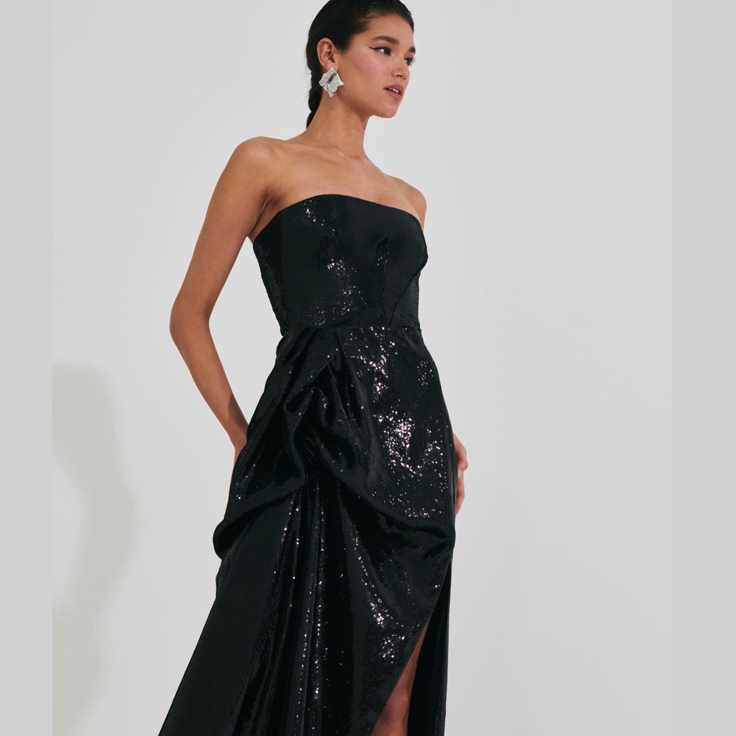 Nicole Sequin Strapless Ball Gown