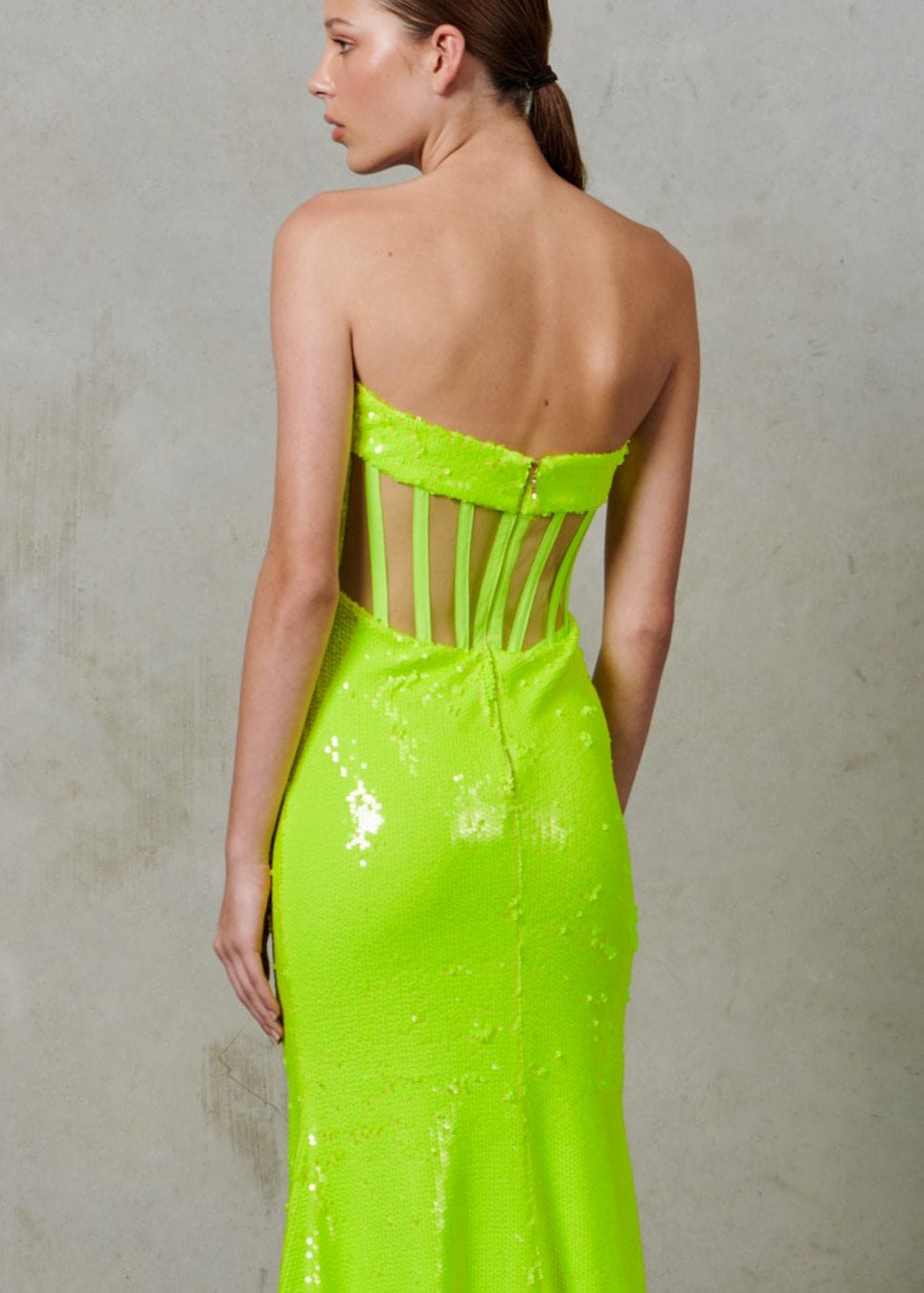 Sequin Corset Strapless Gown