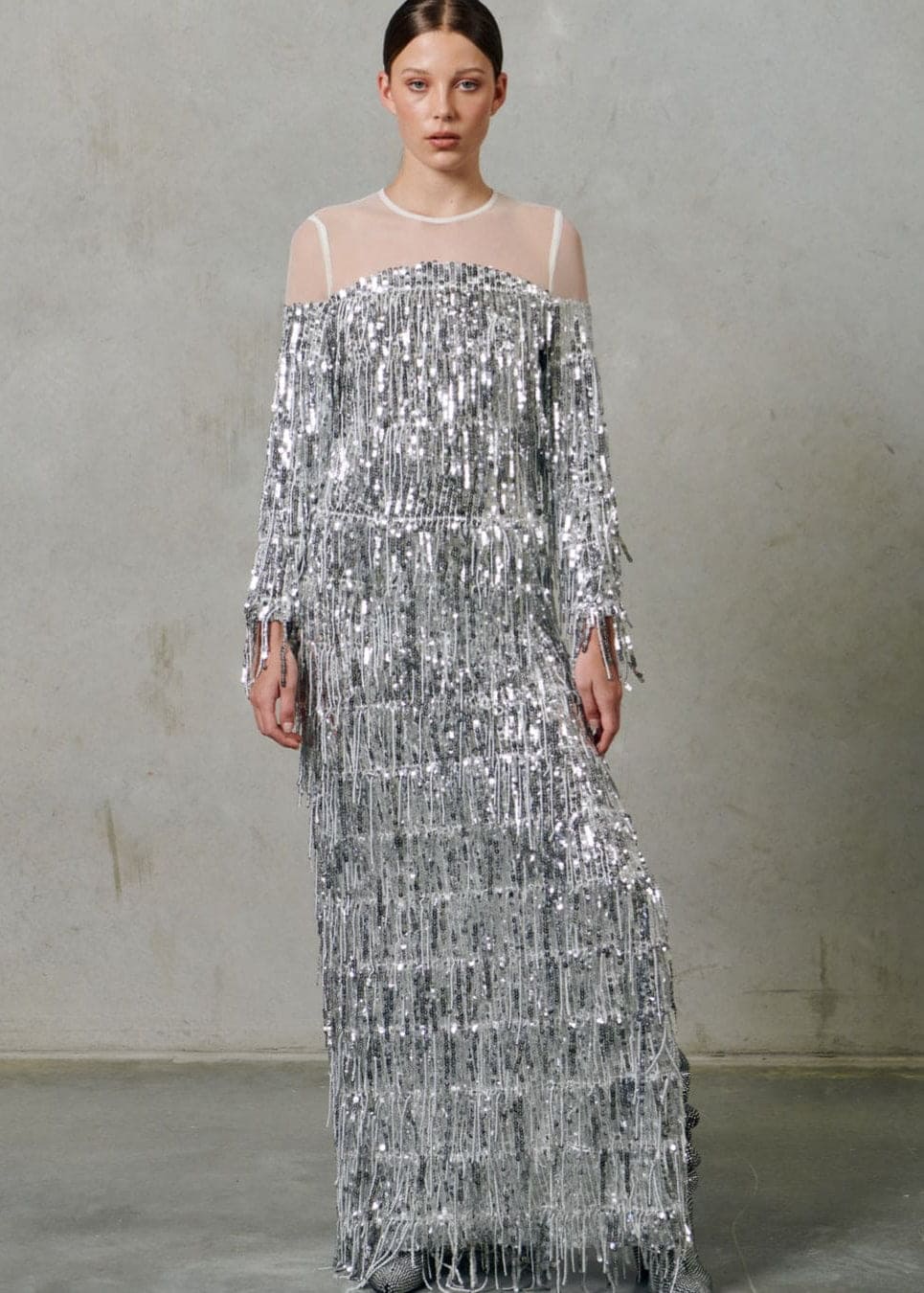 Silver Sequin Tassel Dress