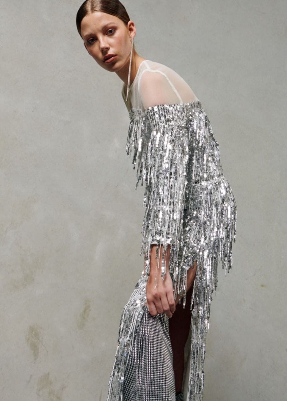 Silver Sequin Tassel Dress