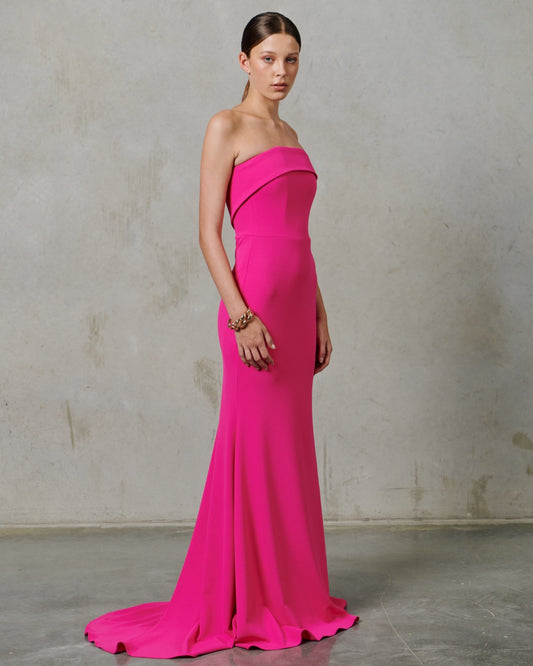 Paris Crepe Strapless Gown