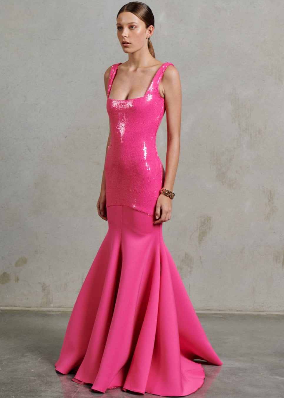 Sequin Square Neck Ballgown