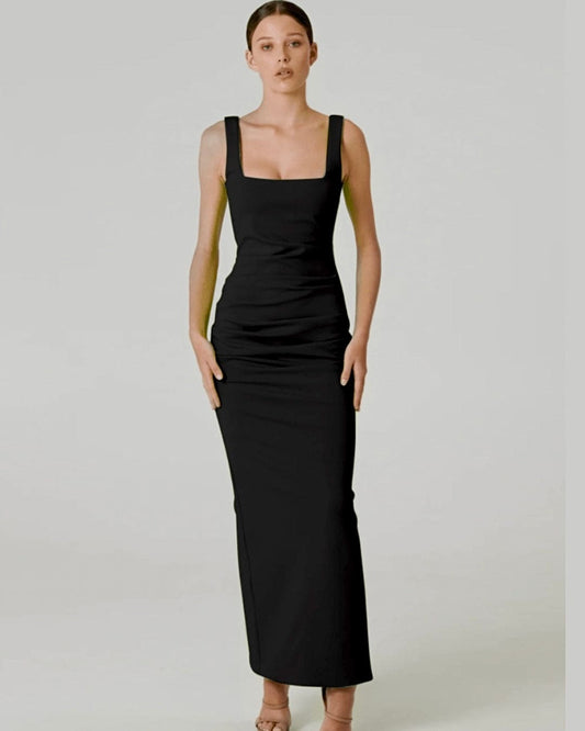 Black Square Neck Maxi Dress