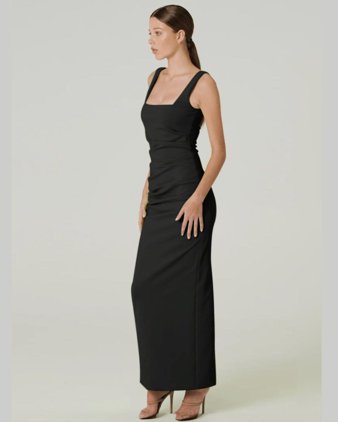 Black Square Neck Maxi Dress