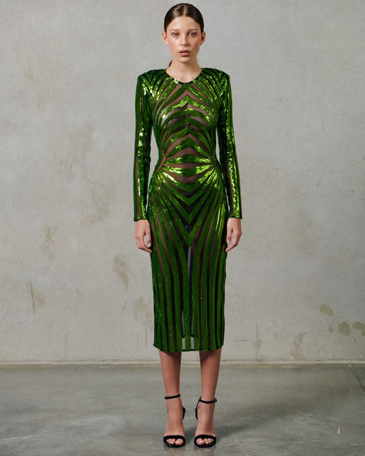 Emerald  Geo Sequin Dress