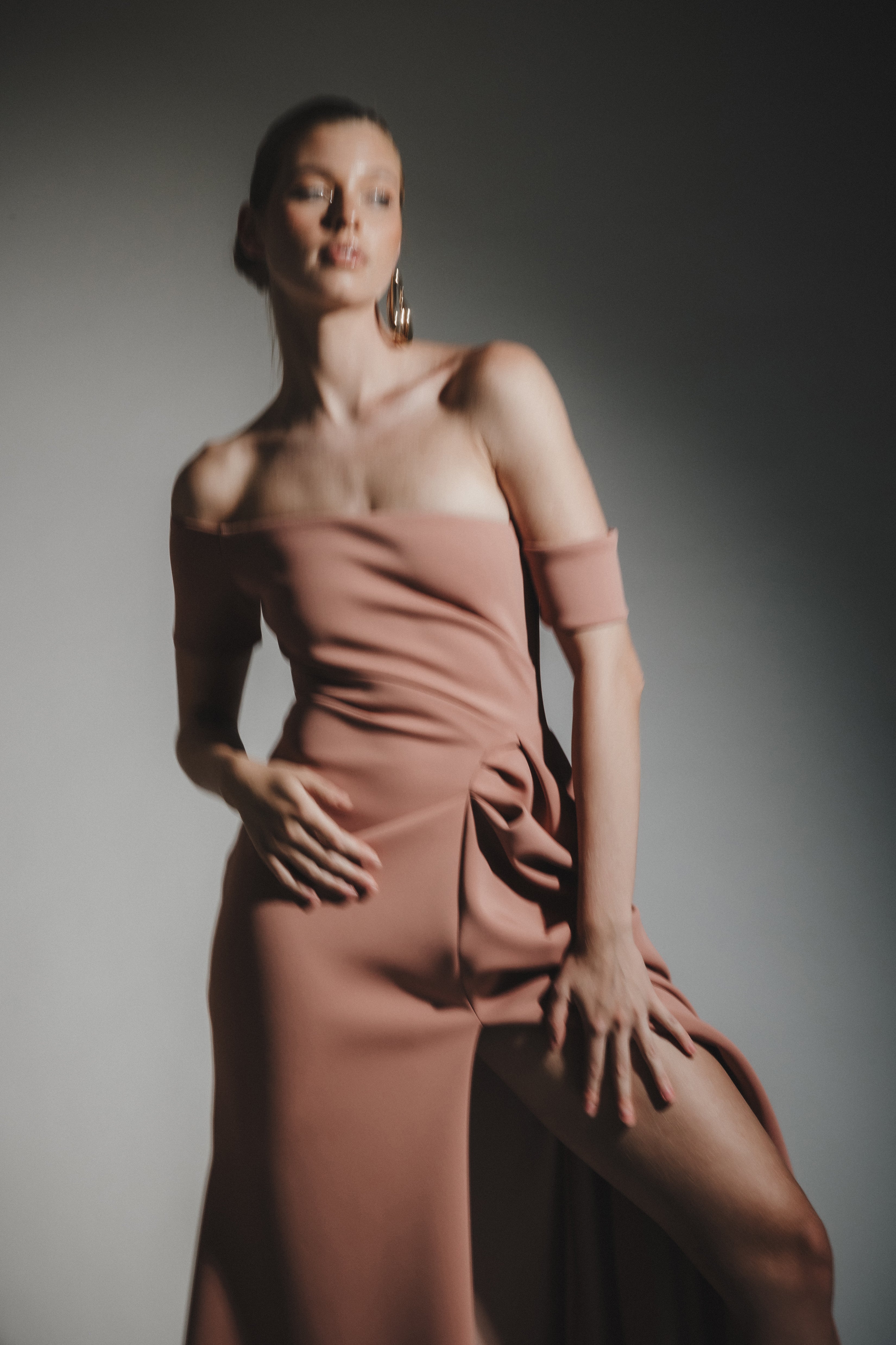 NEOPRENE DRAPED GOWN