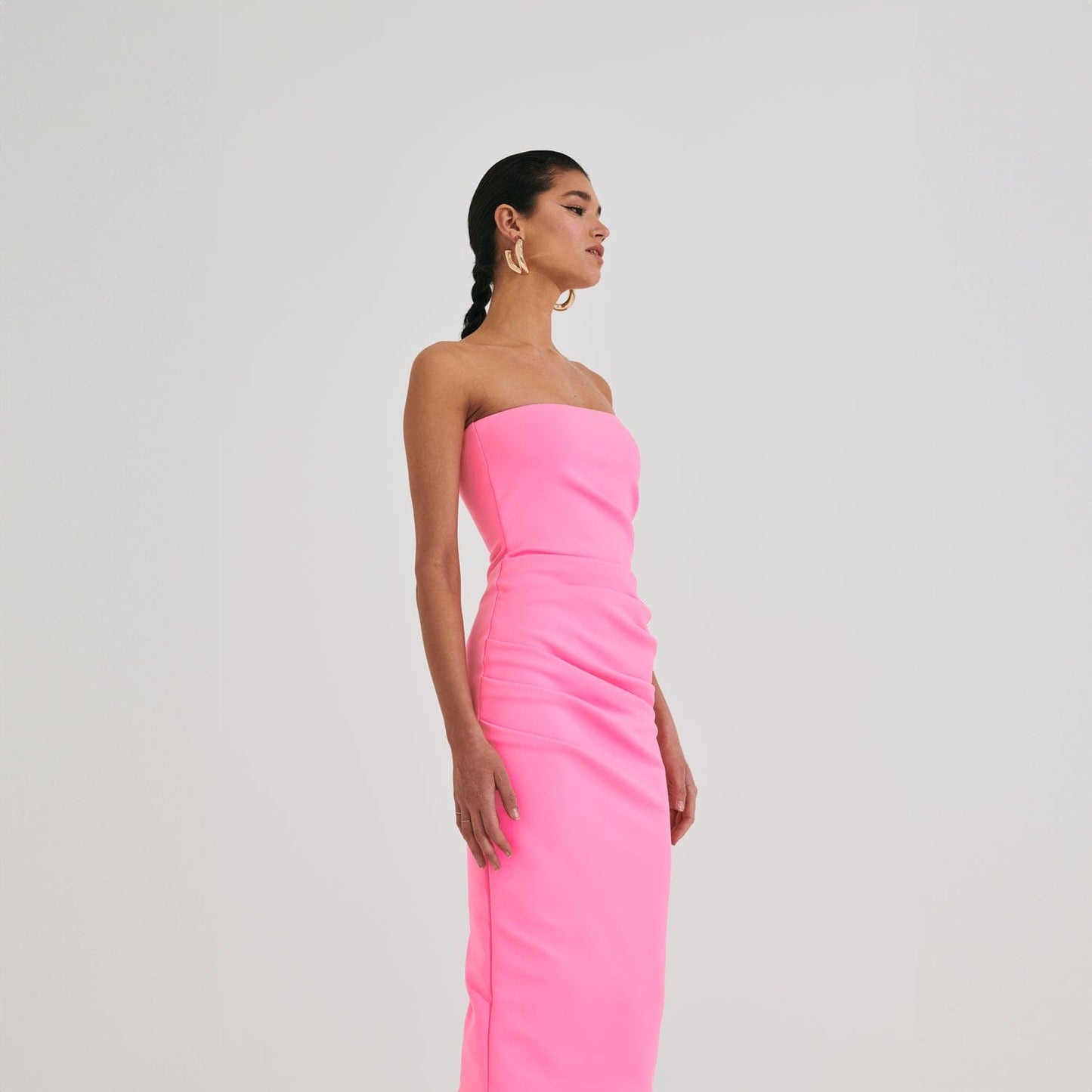 Pink Strapless Midi Dress