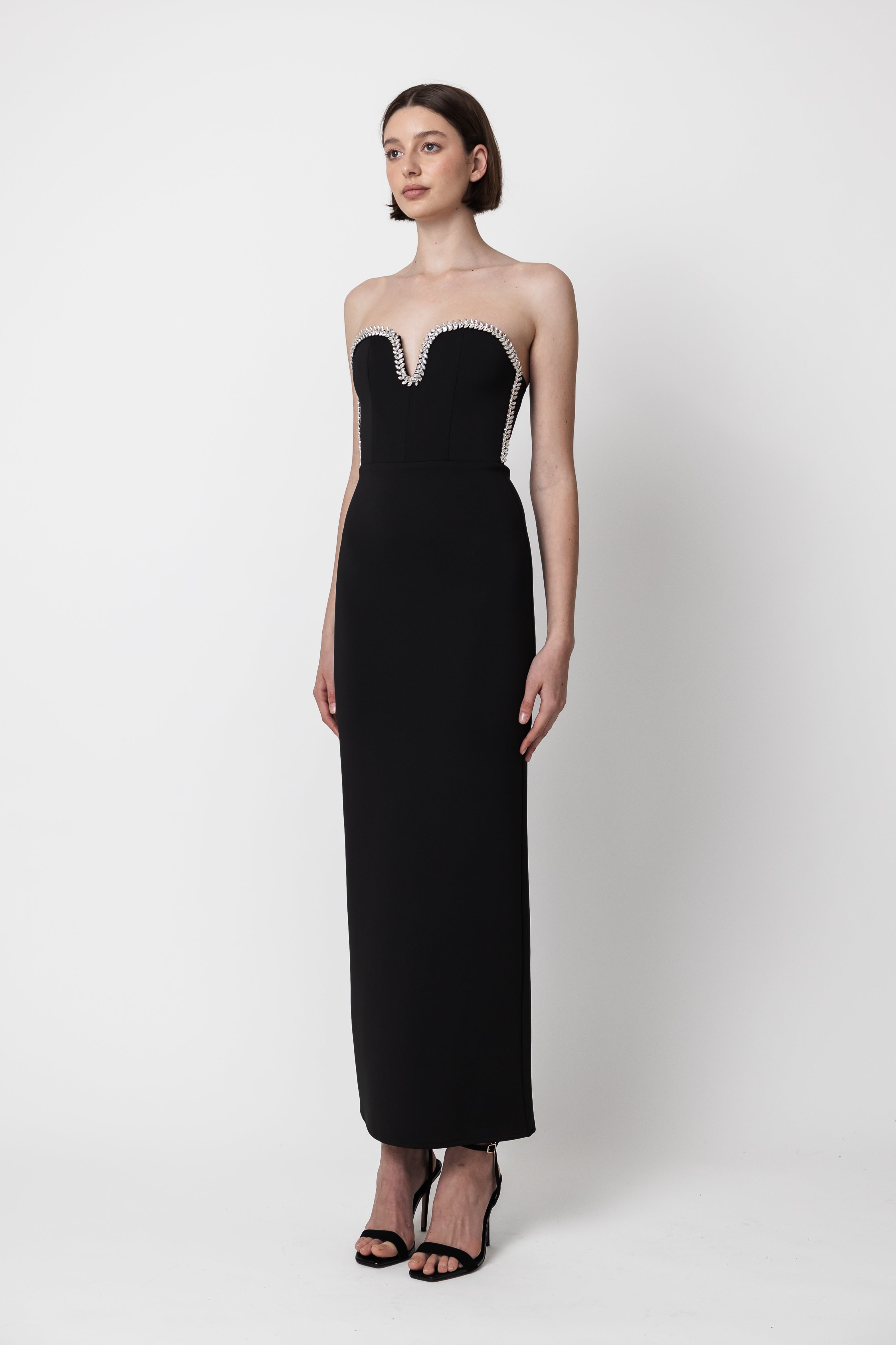 DIAMOND STRAPLESS DRESS BLACK
