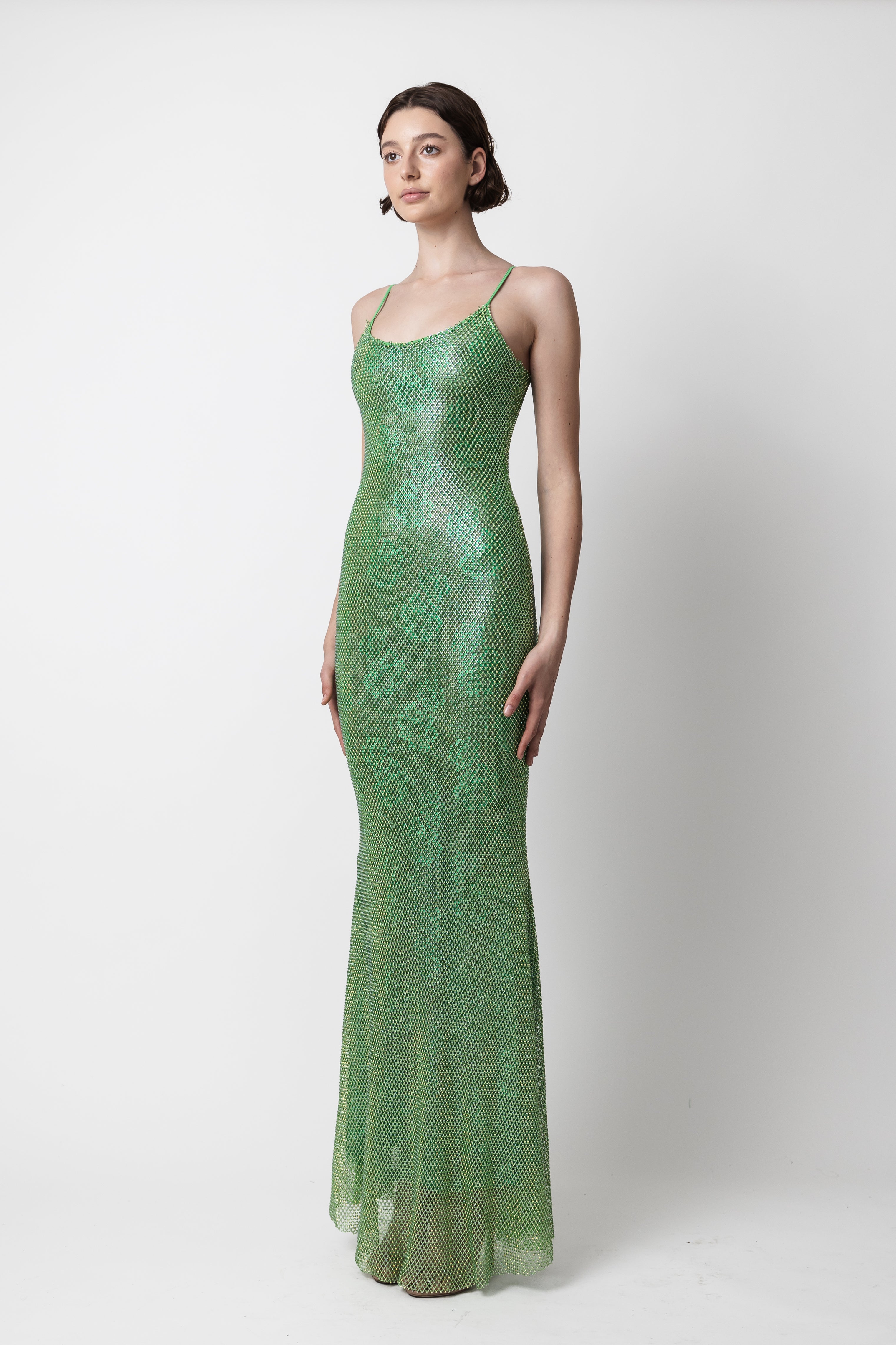 BEADED MESH SLIP GOWN