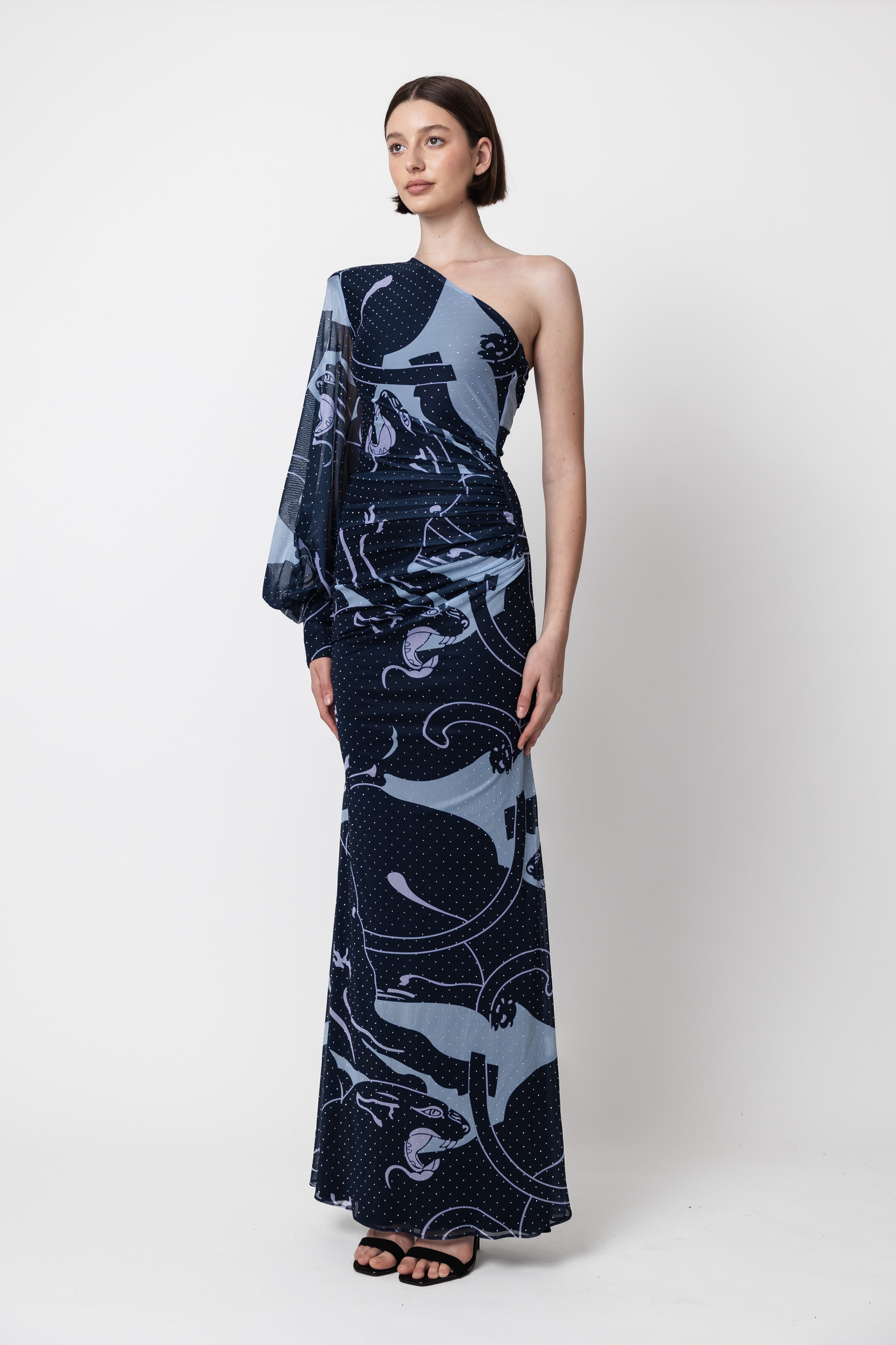 JAGUAR ONE SHOULDER RUCHE DRESS