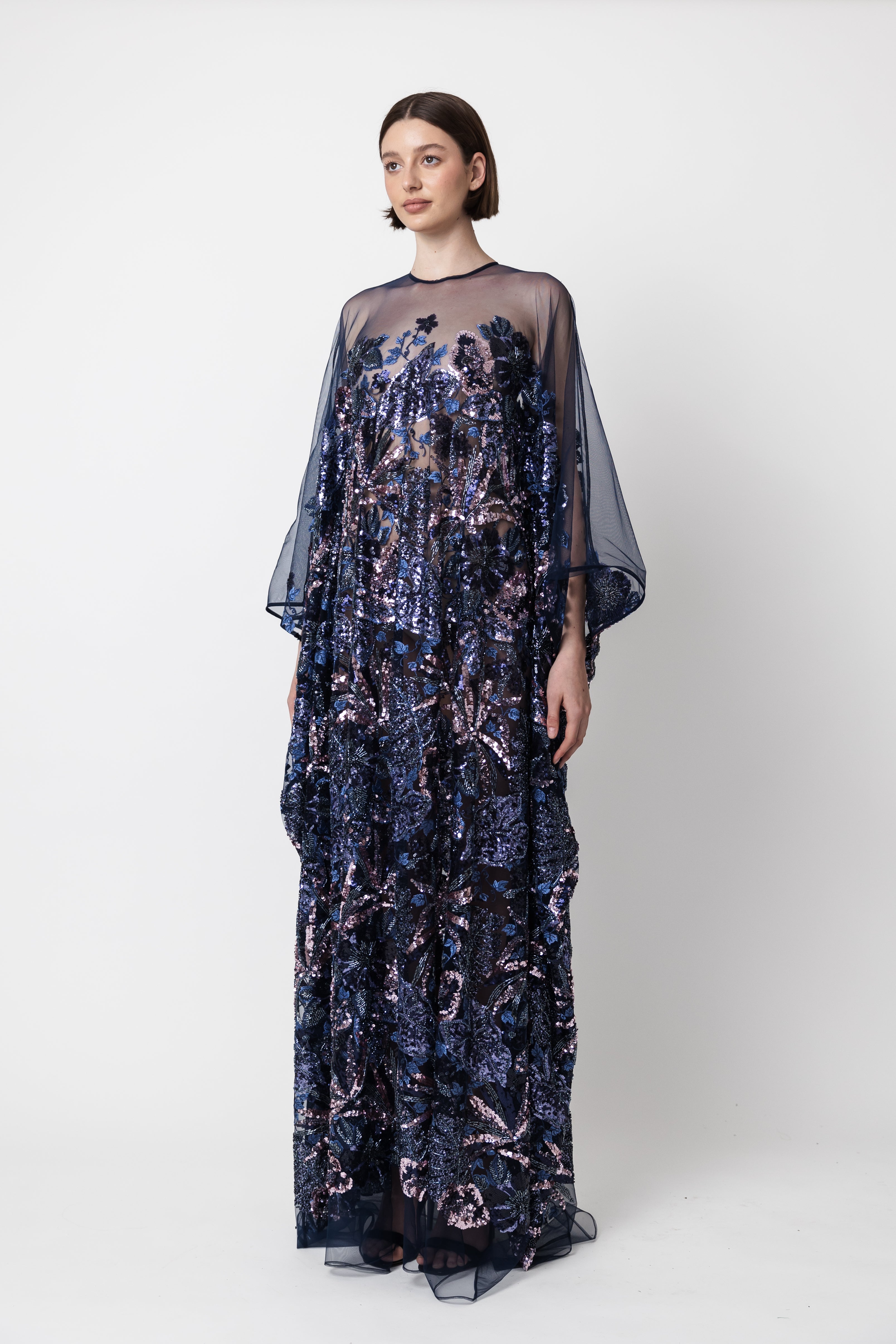 FLORAL BEADED & SEQUIN KAFTAN