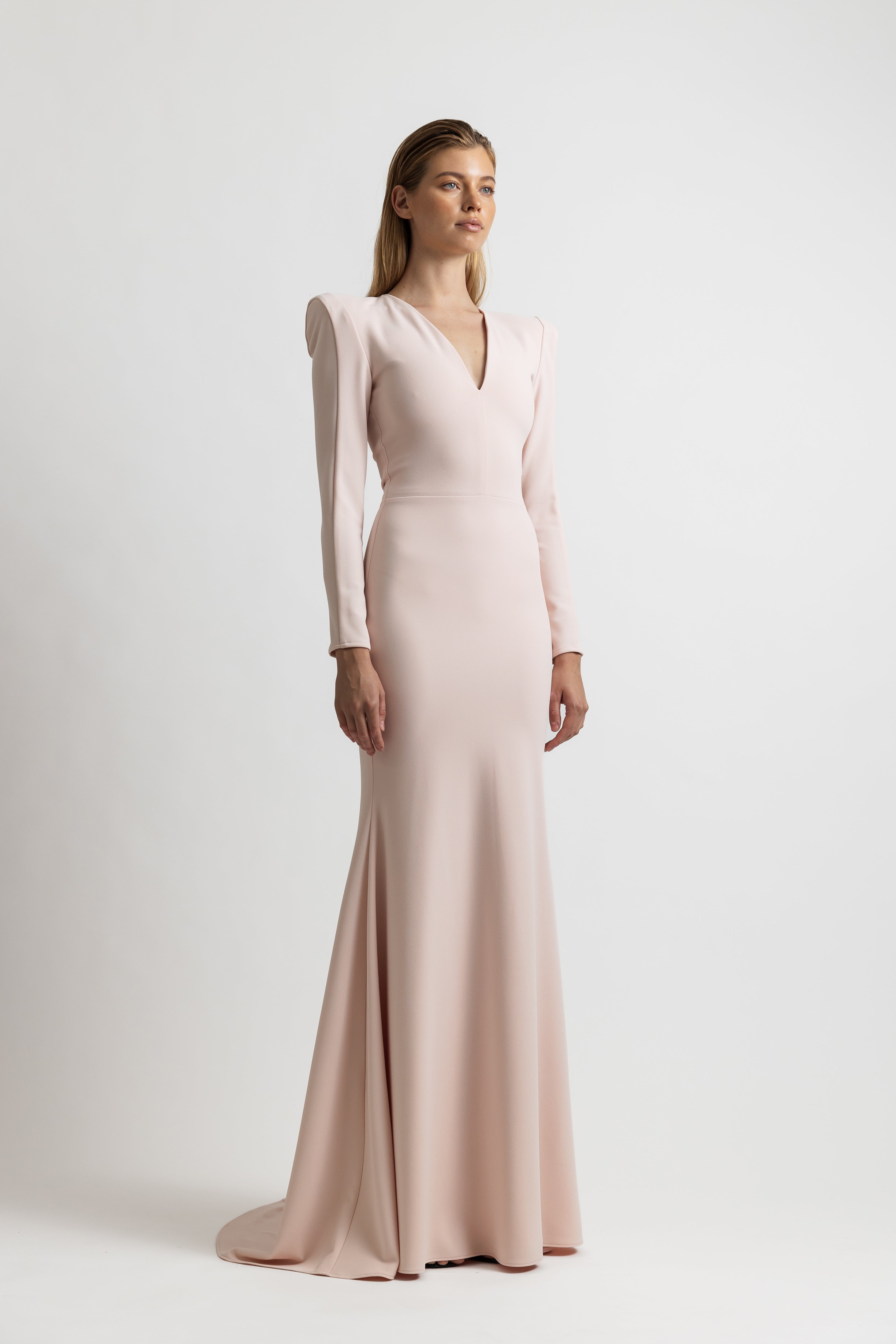 VNECK CREPE GOWN
