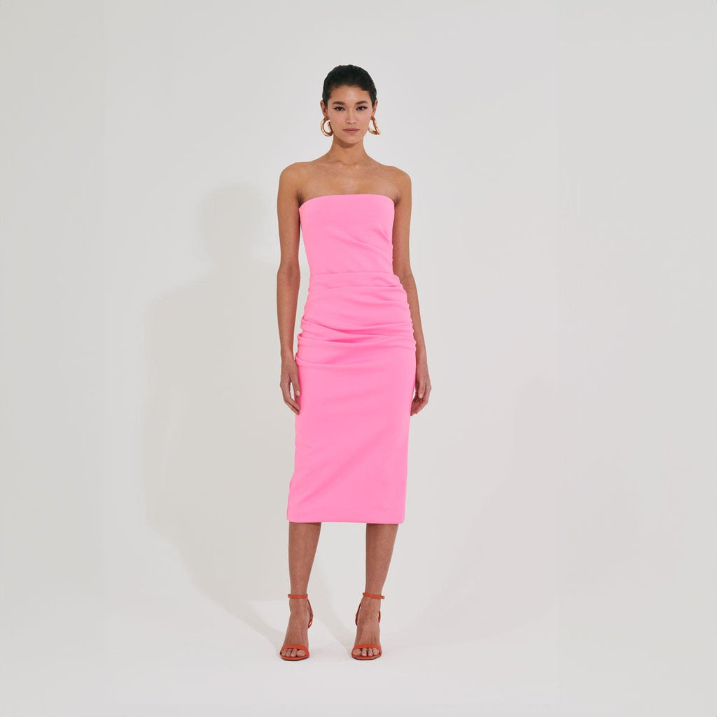 Pink Strapless Midi Dress