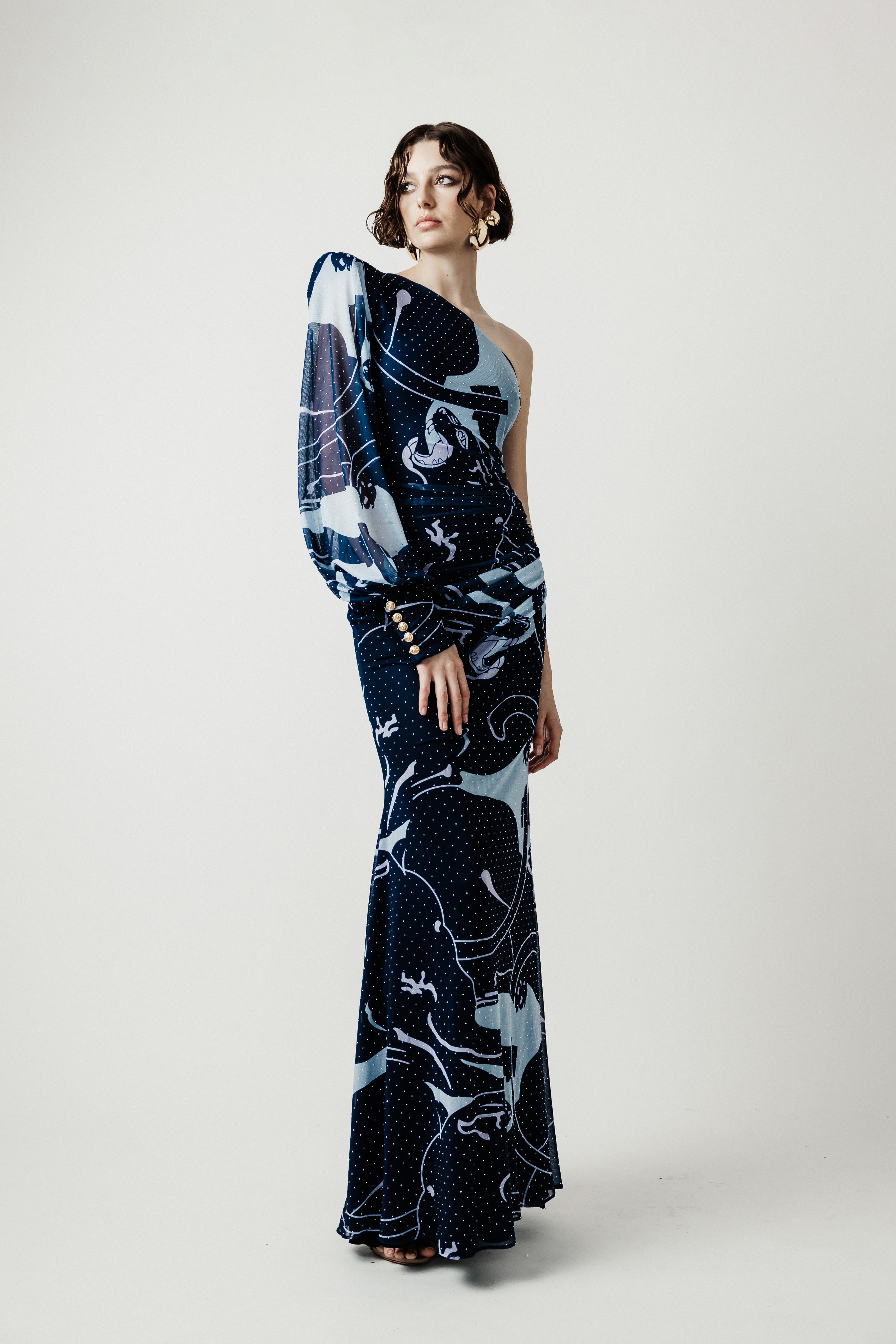 JAGUAR ONE SHOULDER RUCHE DRESS