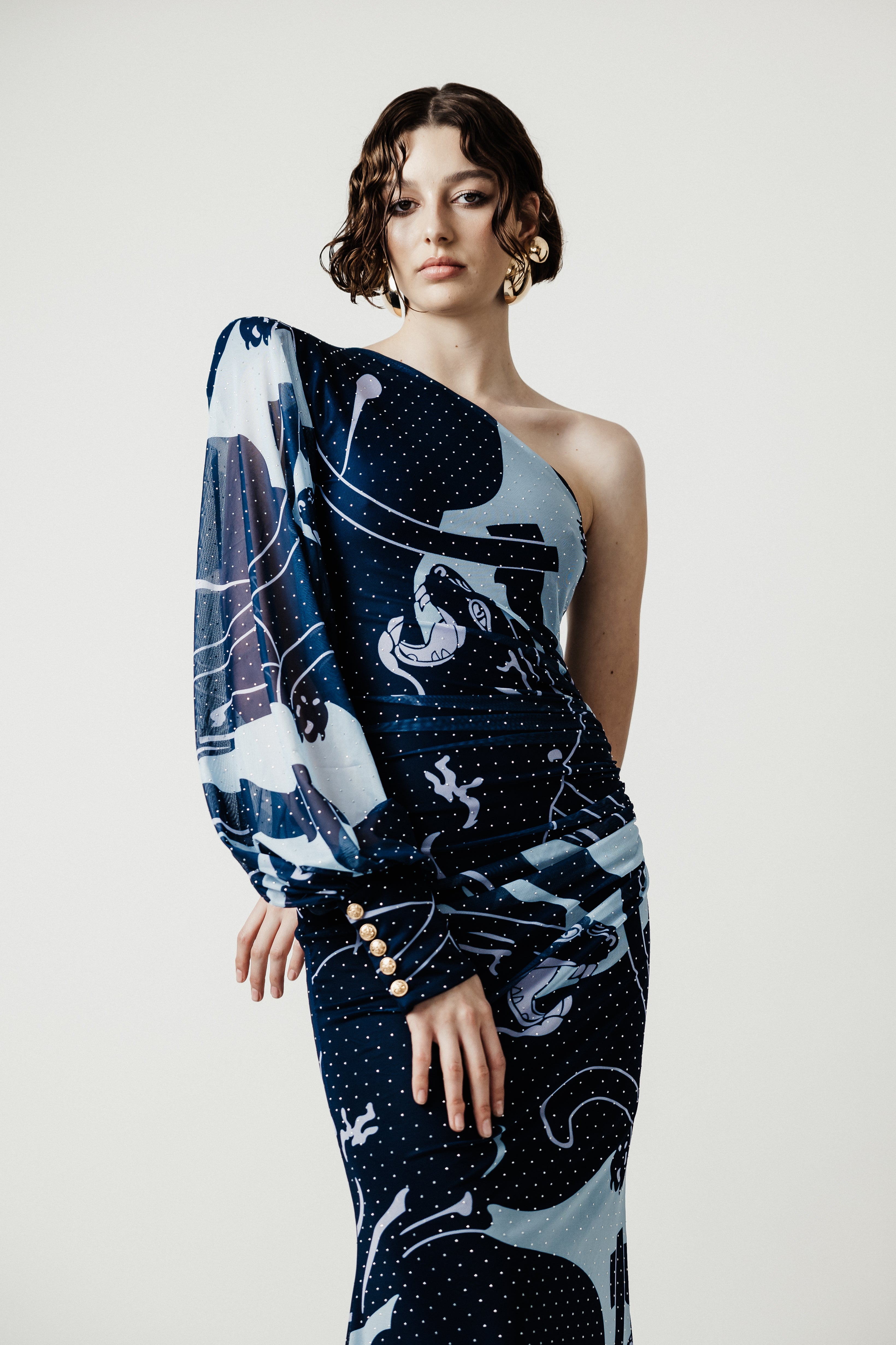 JAGUAR ONE SHOULDER RUCHE DRESS