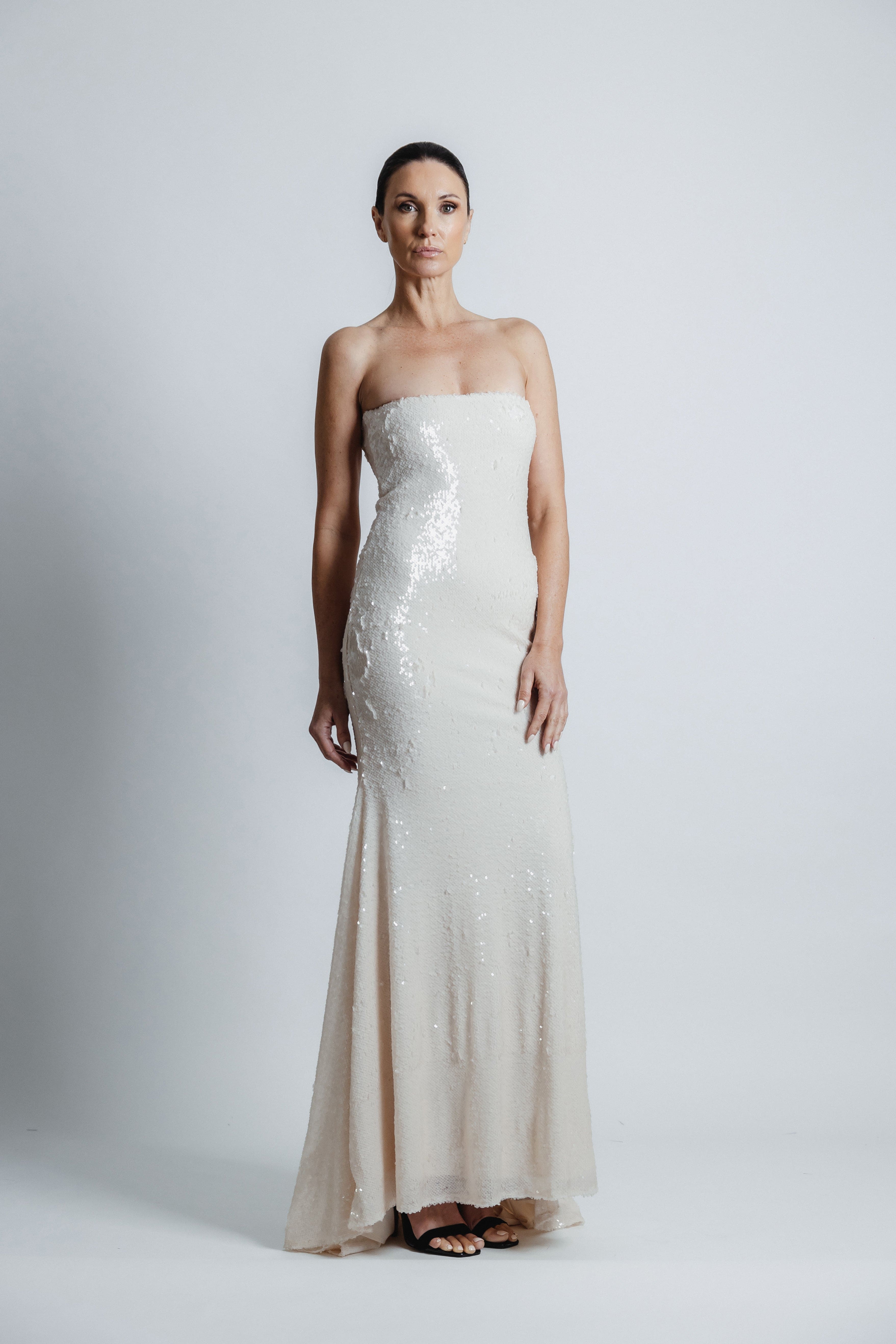 SEQUIN STRAPLESS GOWN
