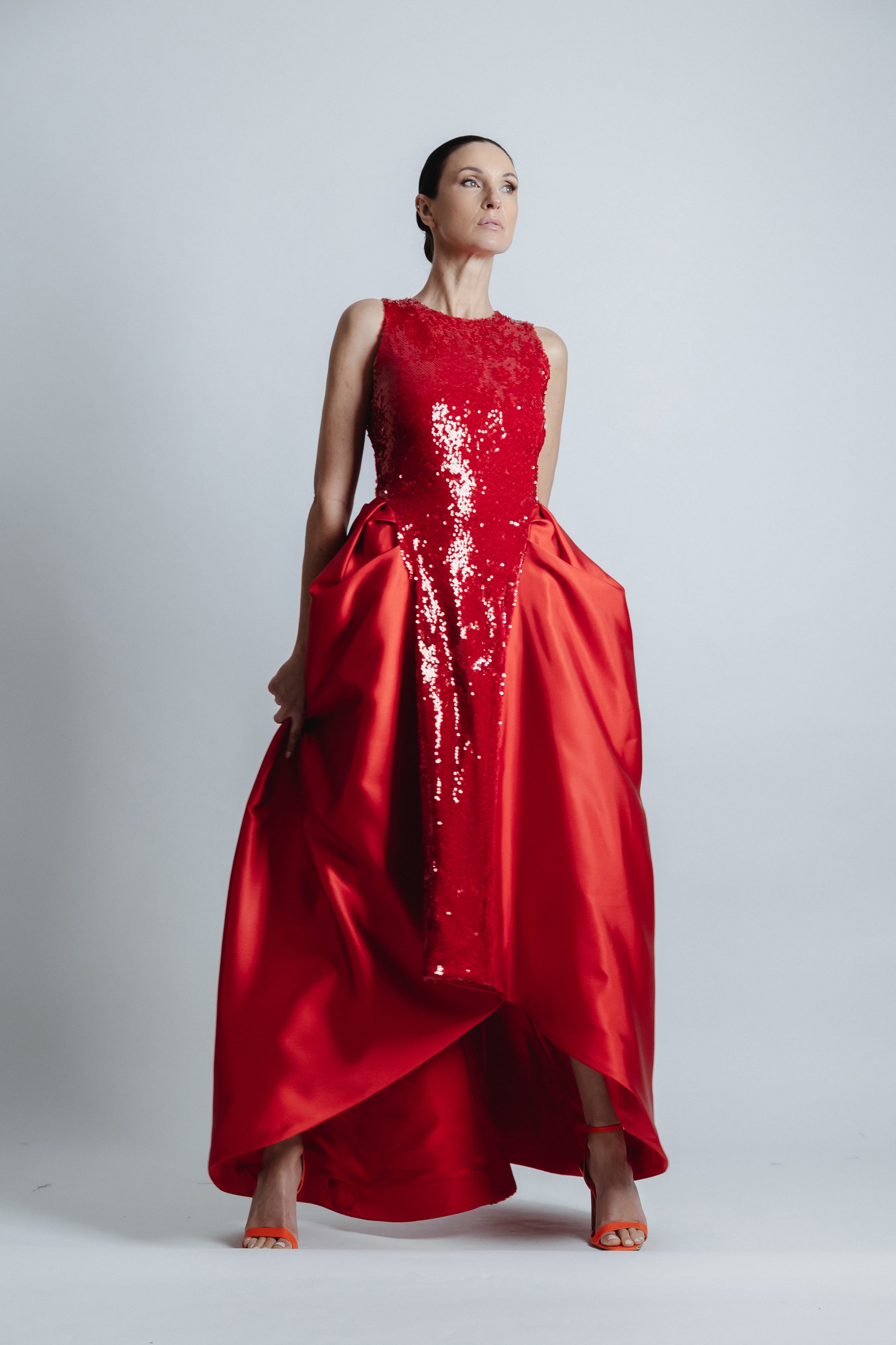 DOME SEQUIN DRESS RED
