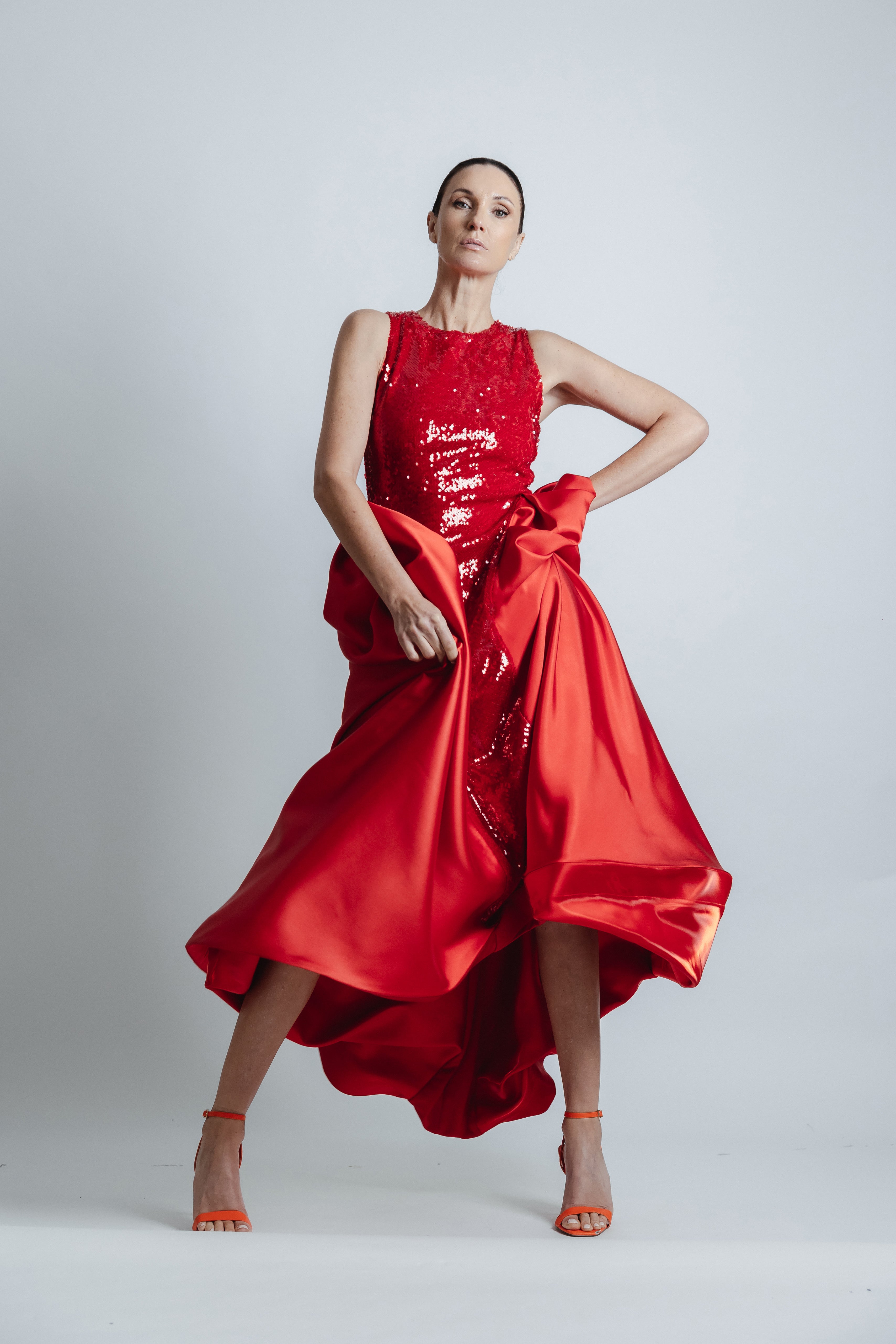 DOME SEQUIN DRESS RED