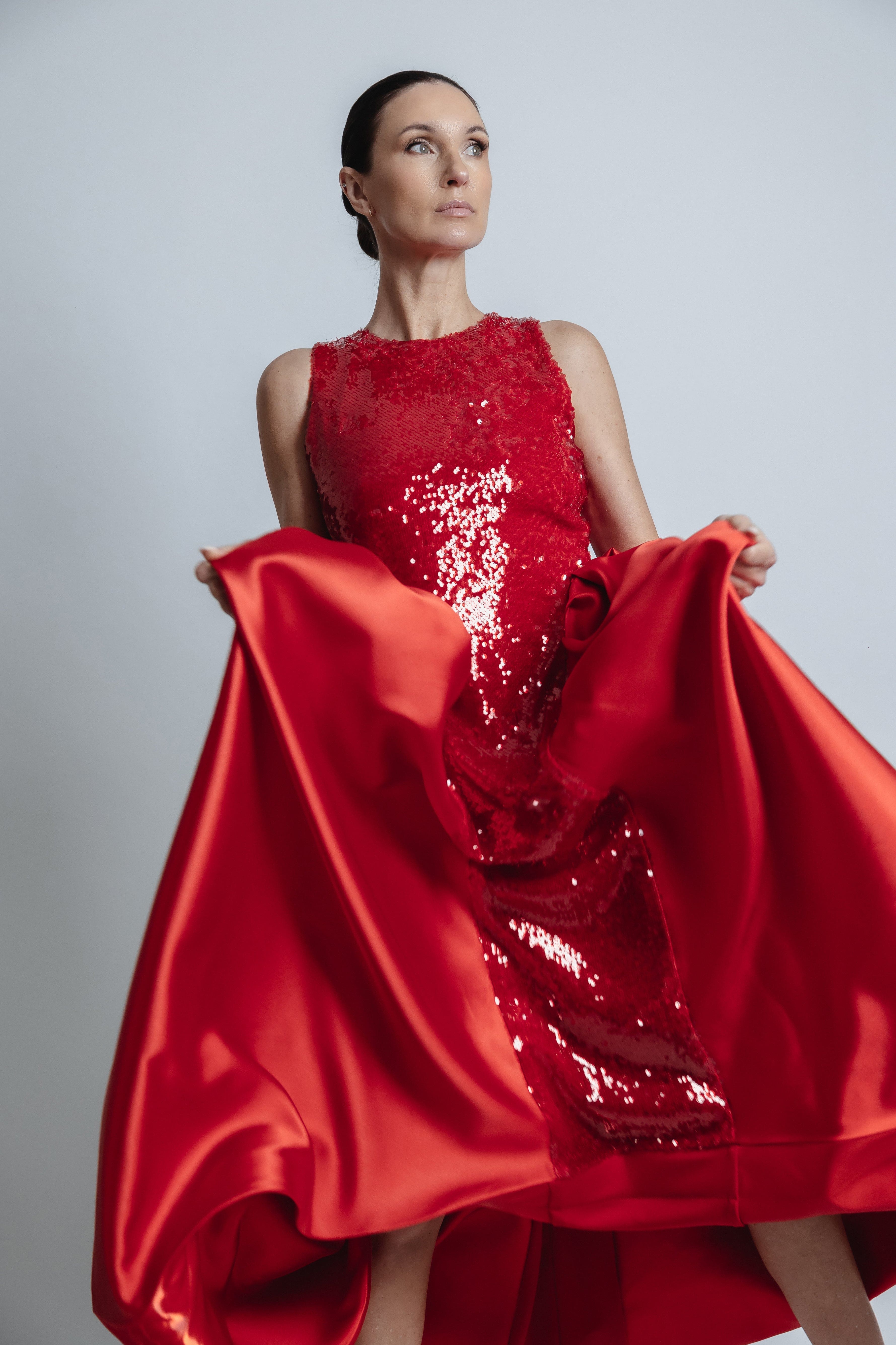 DOME SEQUIN DRESS RED