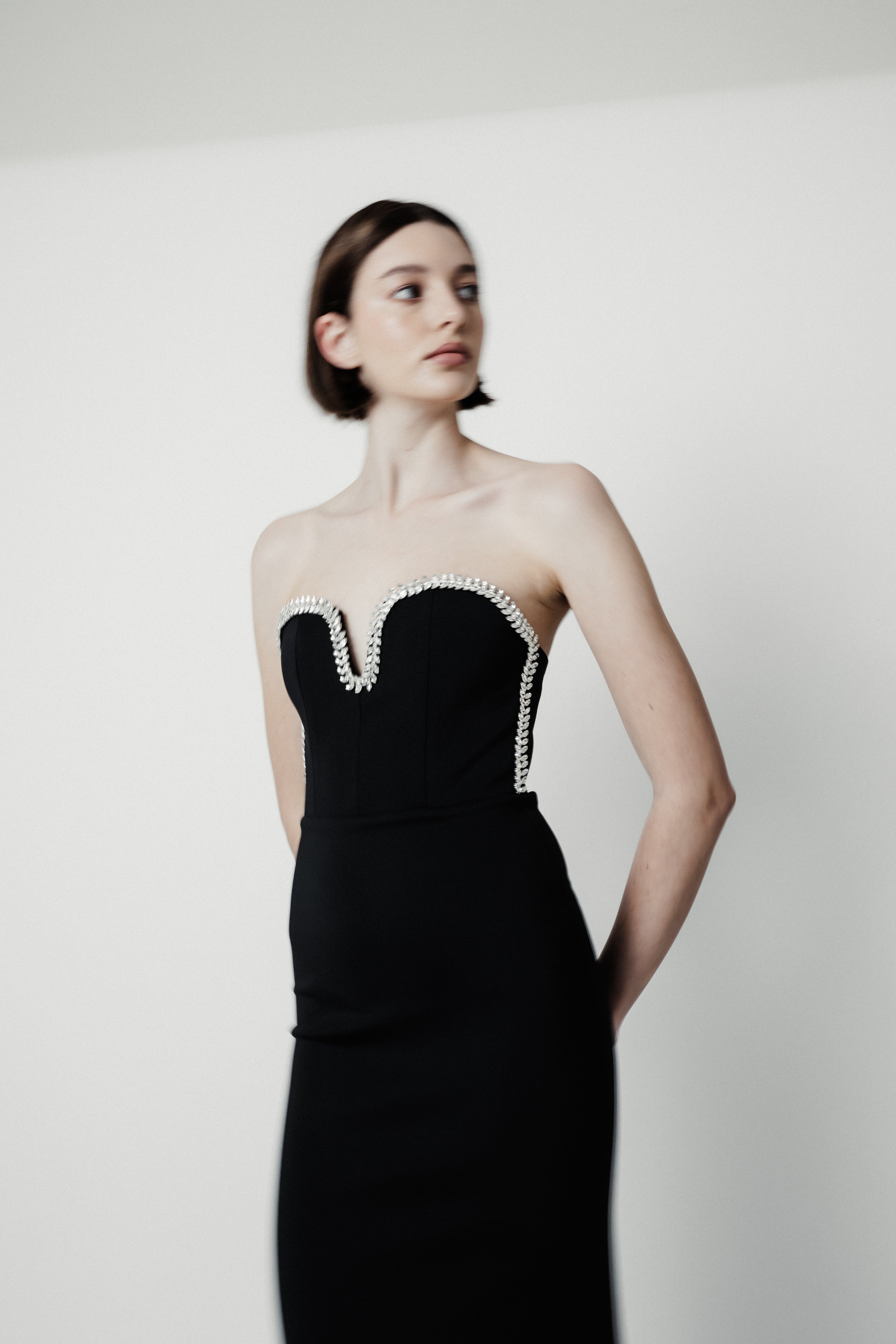 DIAMOND STRAPLESS DRESS BLACK