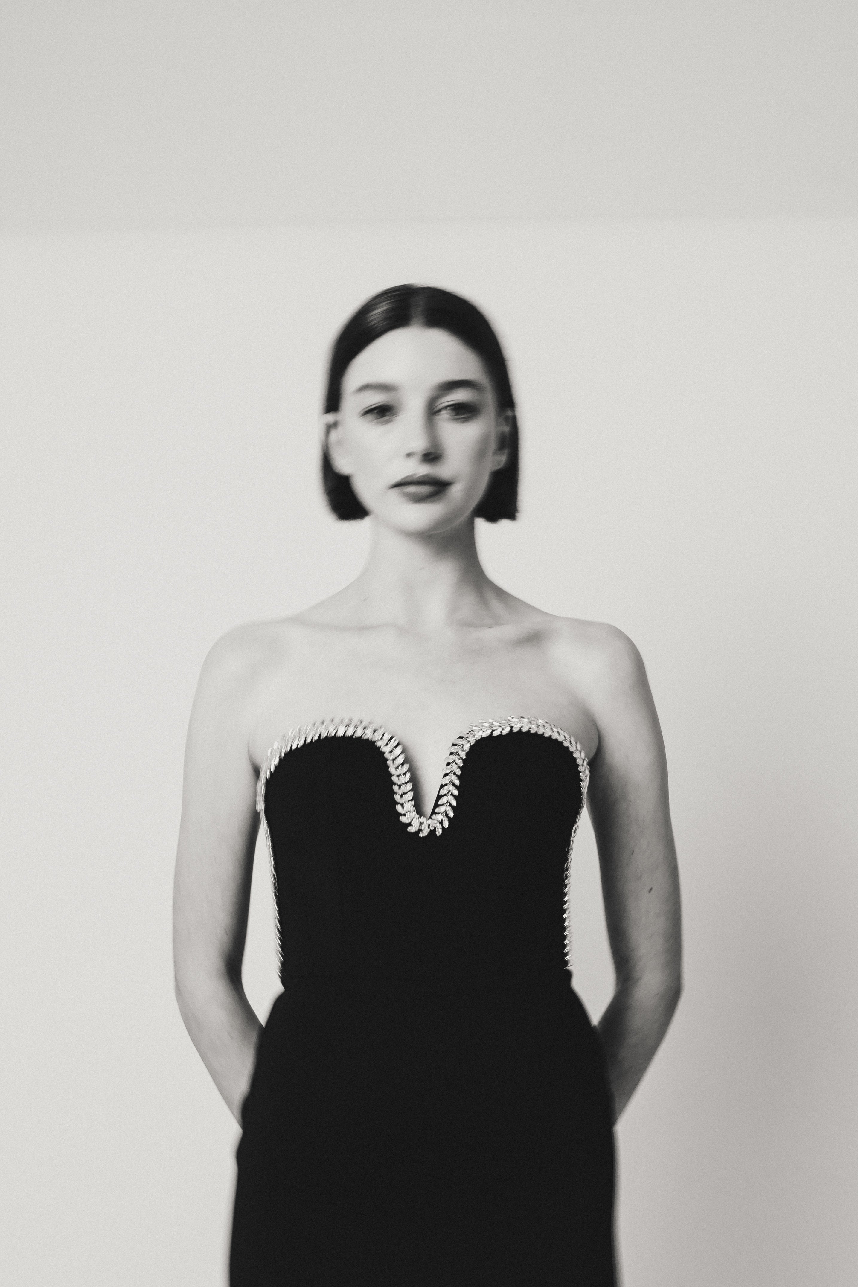 DIAMOND STRAPLESS DRESS BLACK