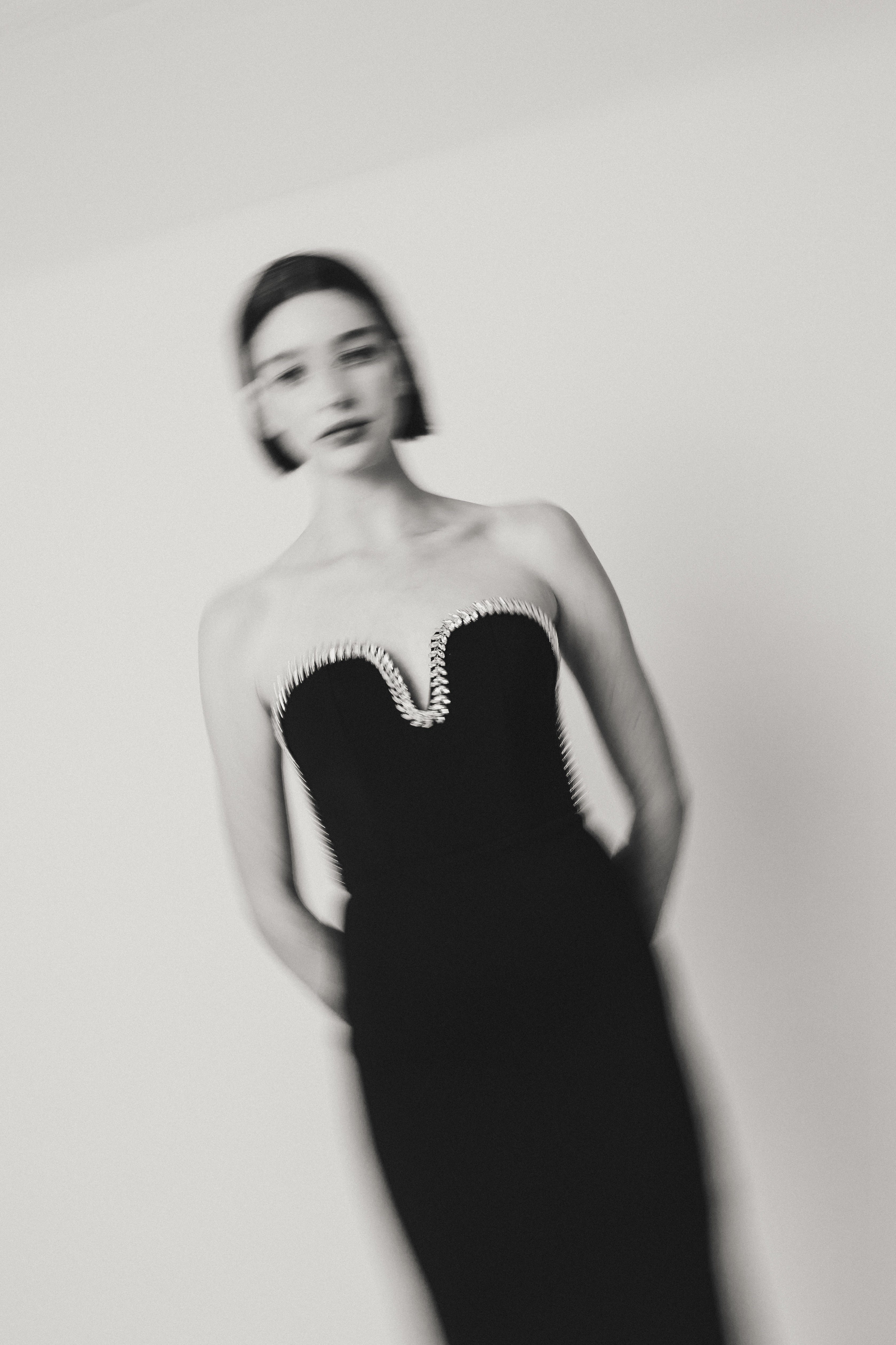 DIAMOND STRAPLESS DRESS BLACK