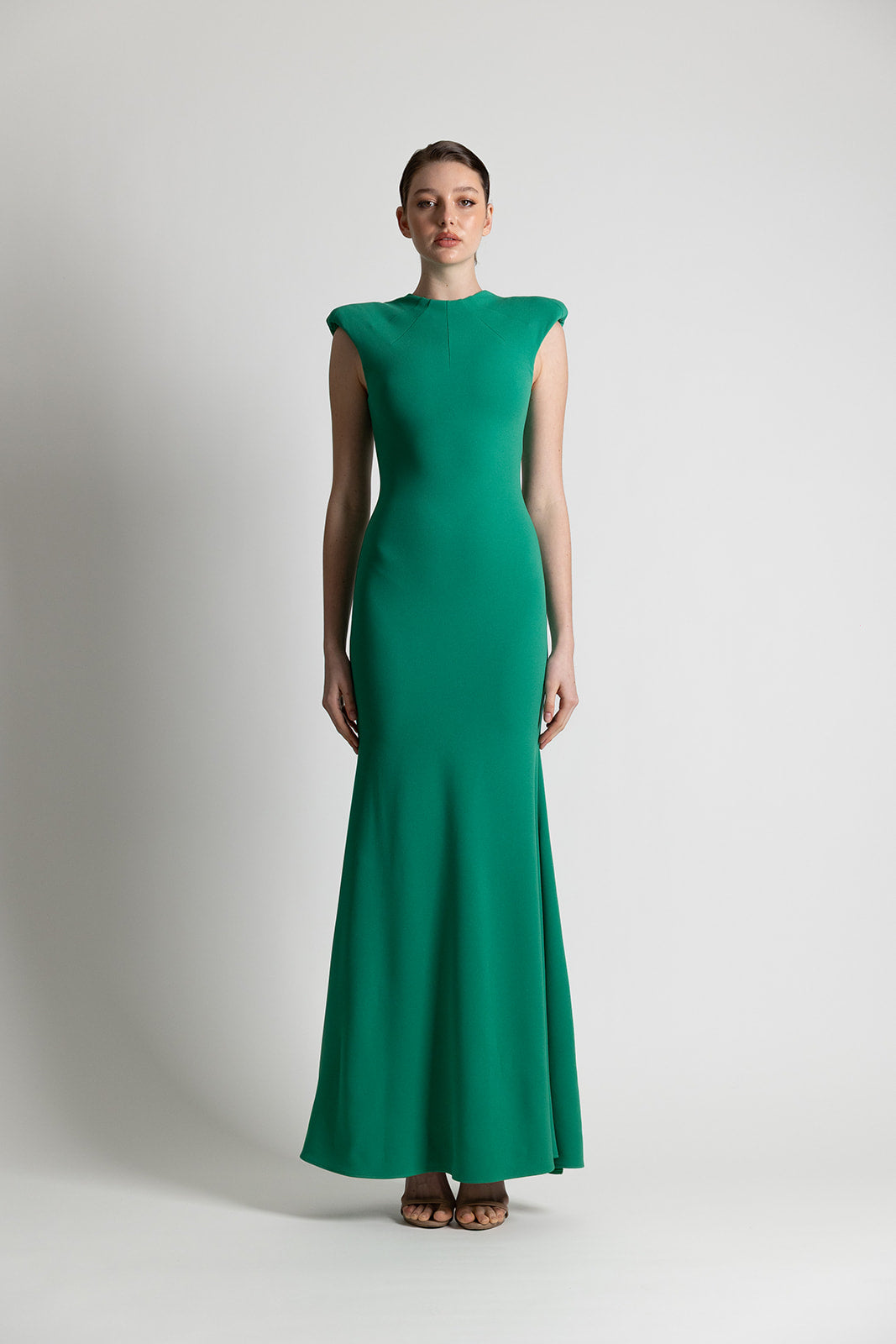CREPE CAP SLEEVE  DRESS GREEN