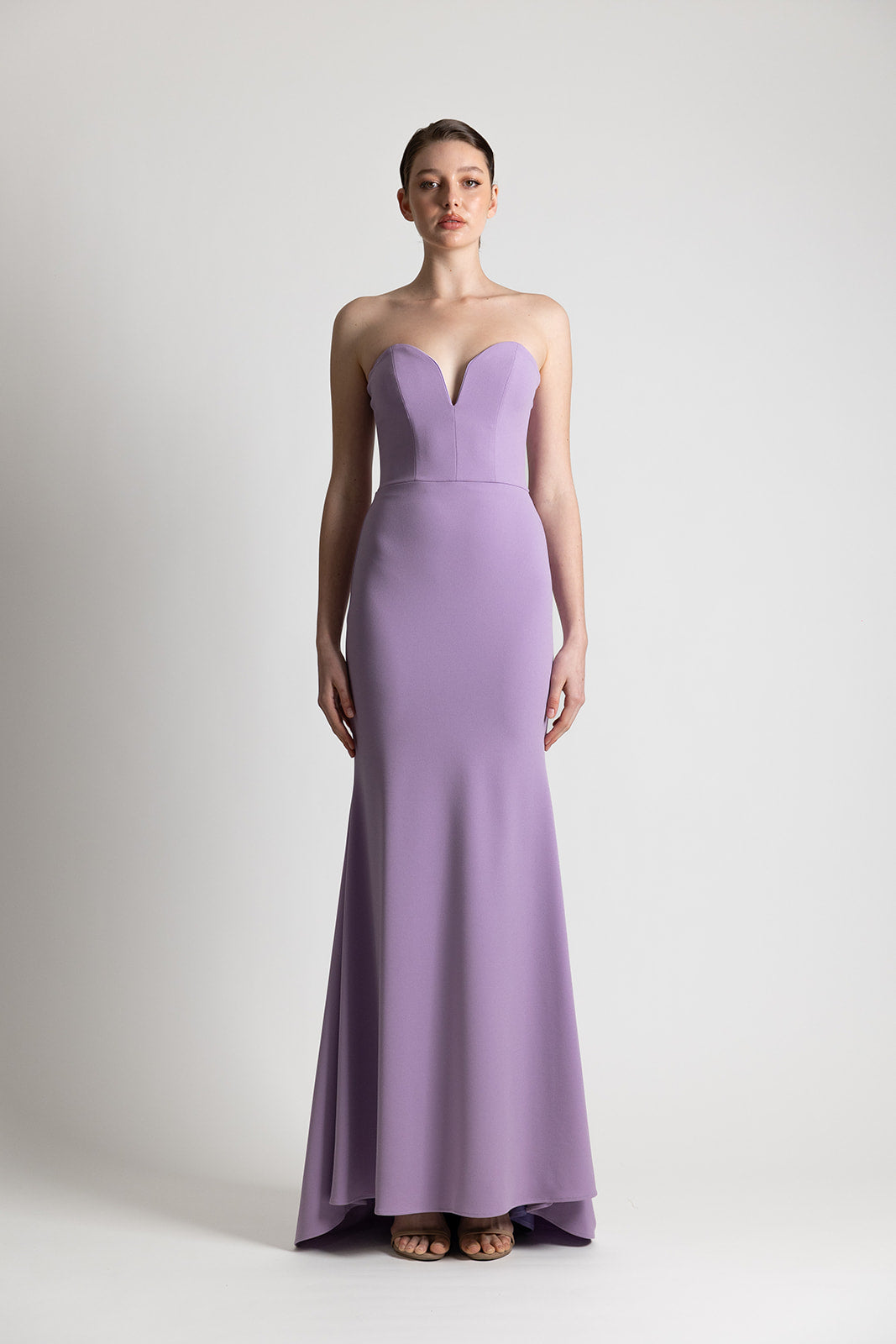 STRAPLESS CREPE GOWN LILAC